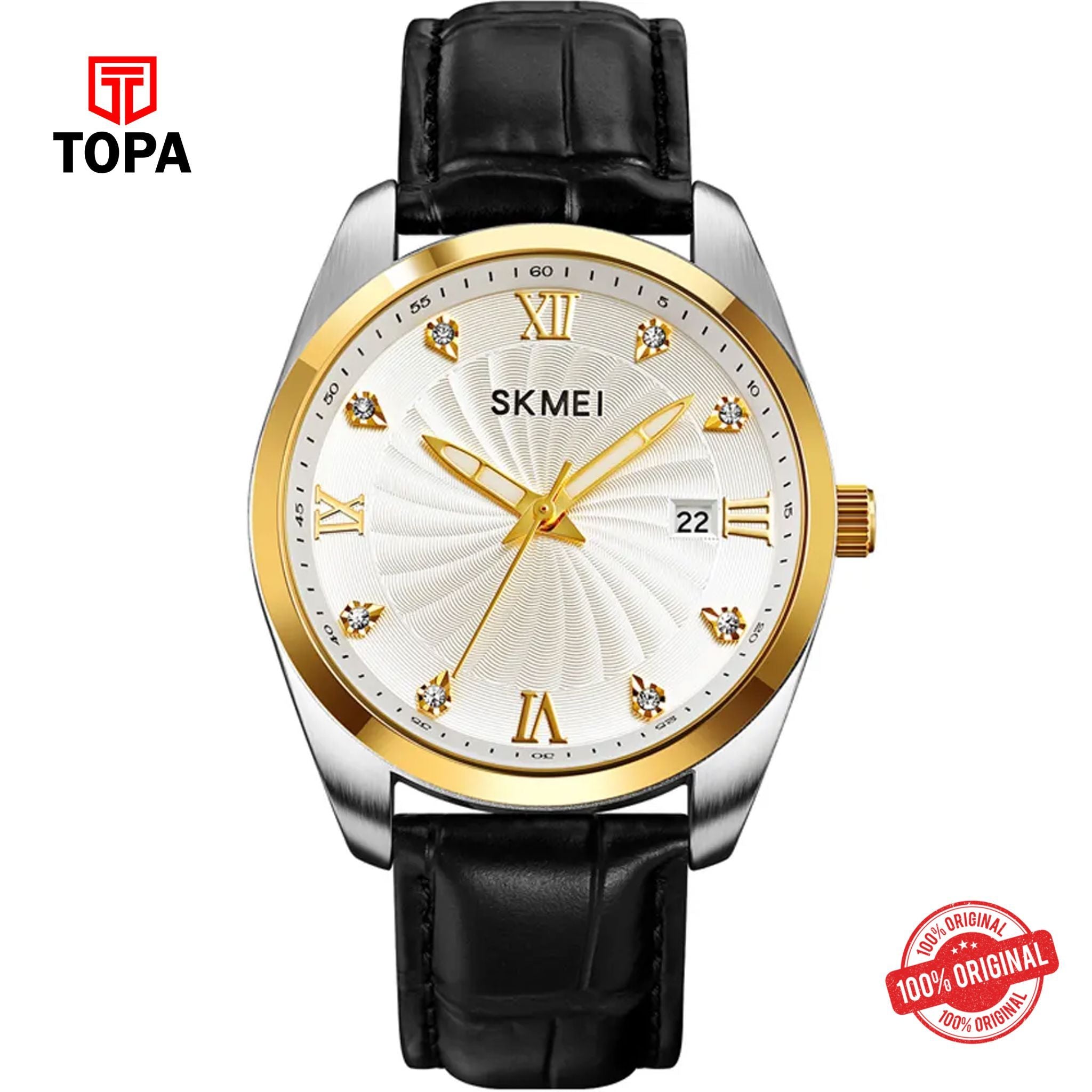 Topa Skmei-2061-TTBLK-WHT-Leather-Band-Men-Watch - Product Image 1
