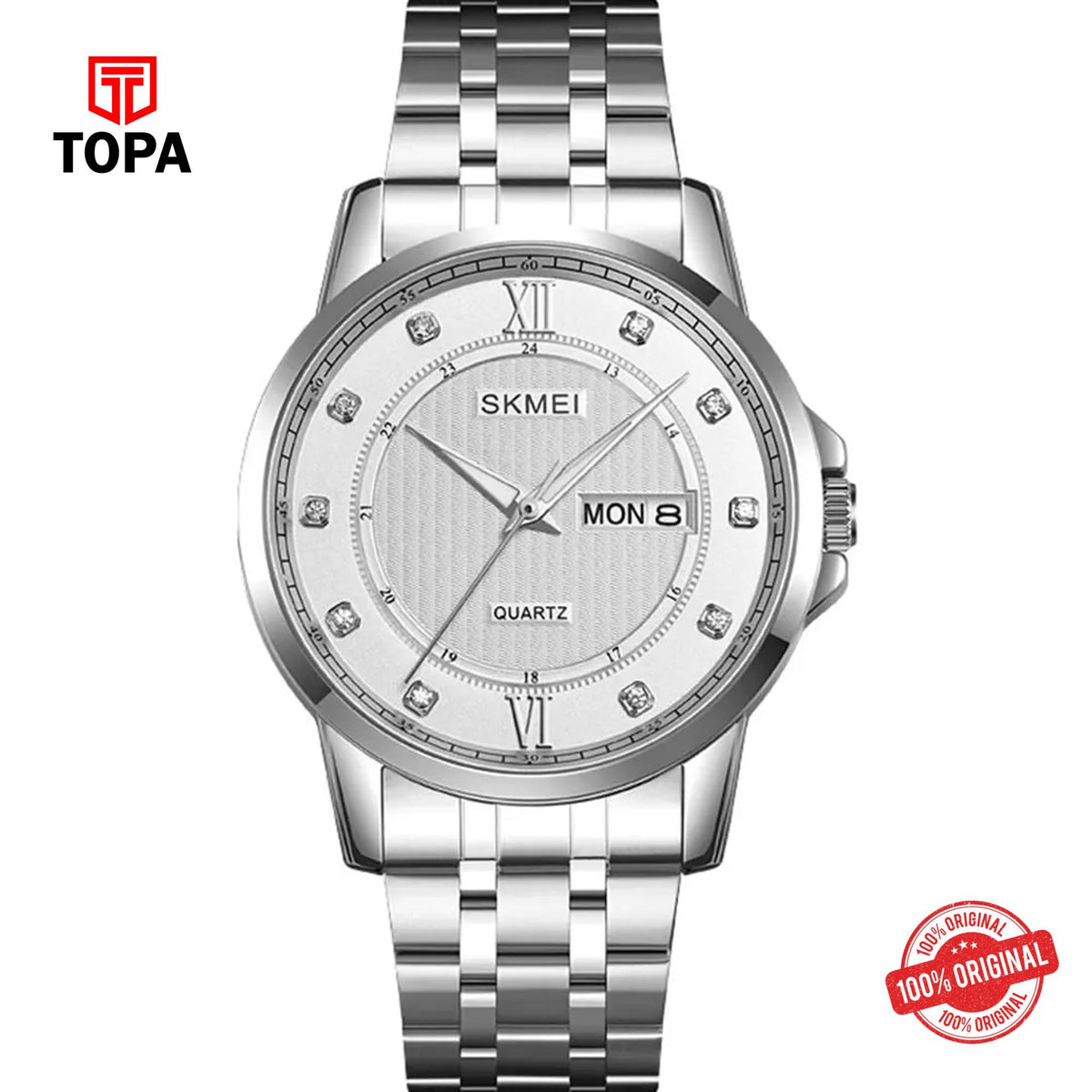 Topa Skmei-2084-G-CH-WHT-Metal-Band-Men-Watch - Product Image 1