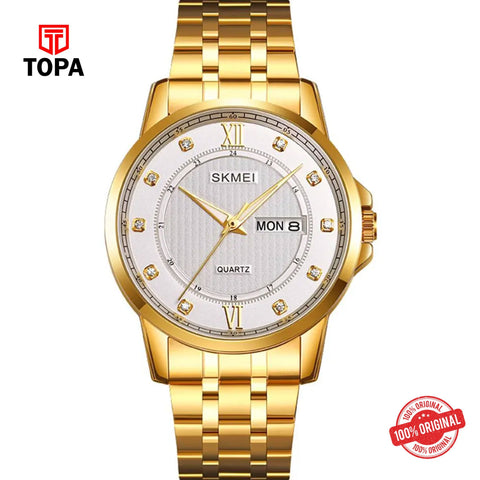Topa Skmei-2084-G-GLD-WHT-Metal-Band-Men-Watch - Product Image 1