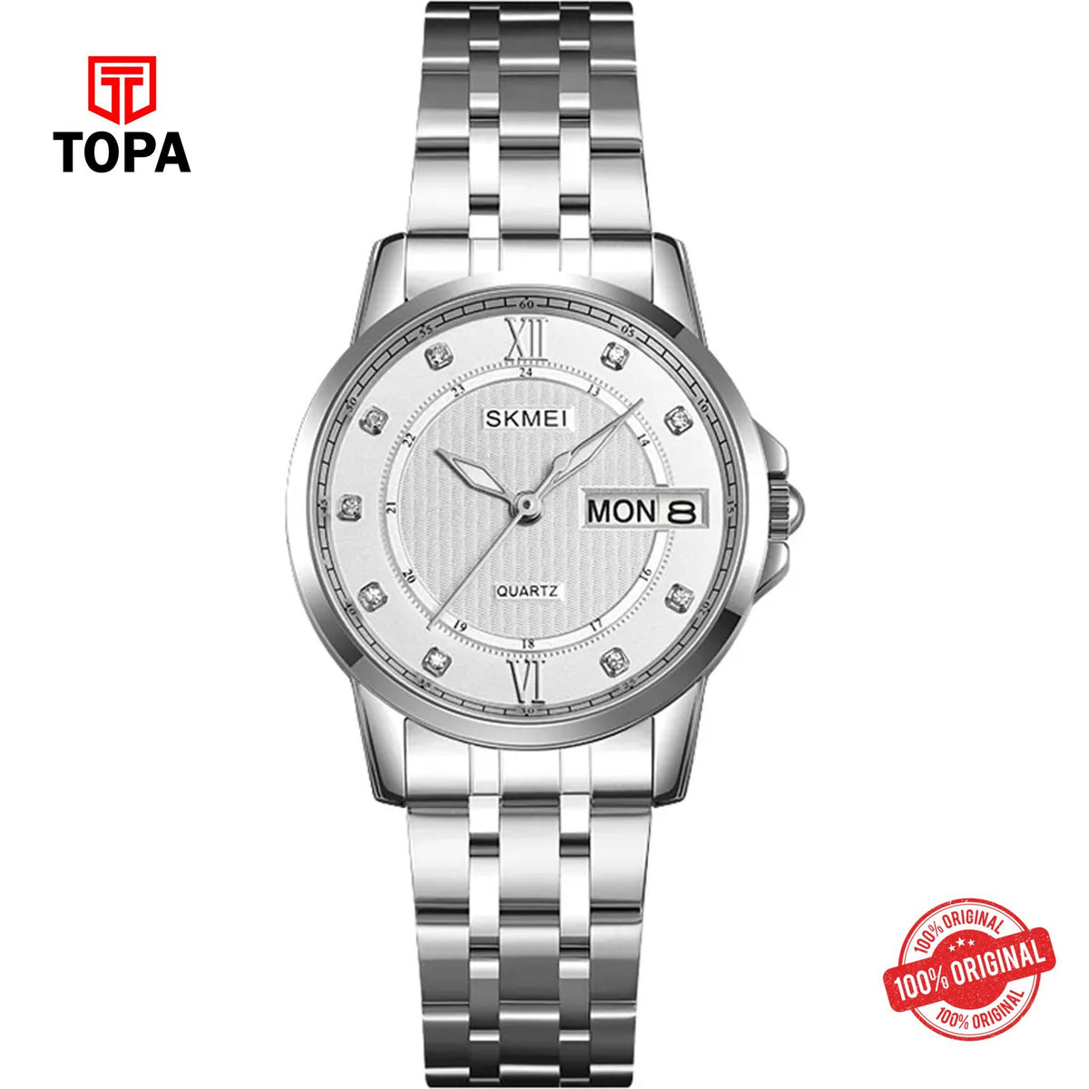 Topa Skmei-2085-L-CH-WHT-Metal-Band-Women-Watch - Product Image 1