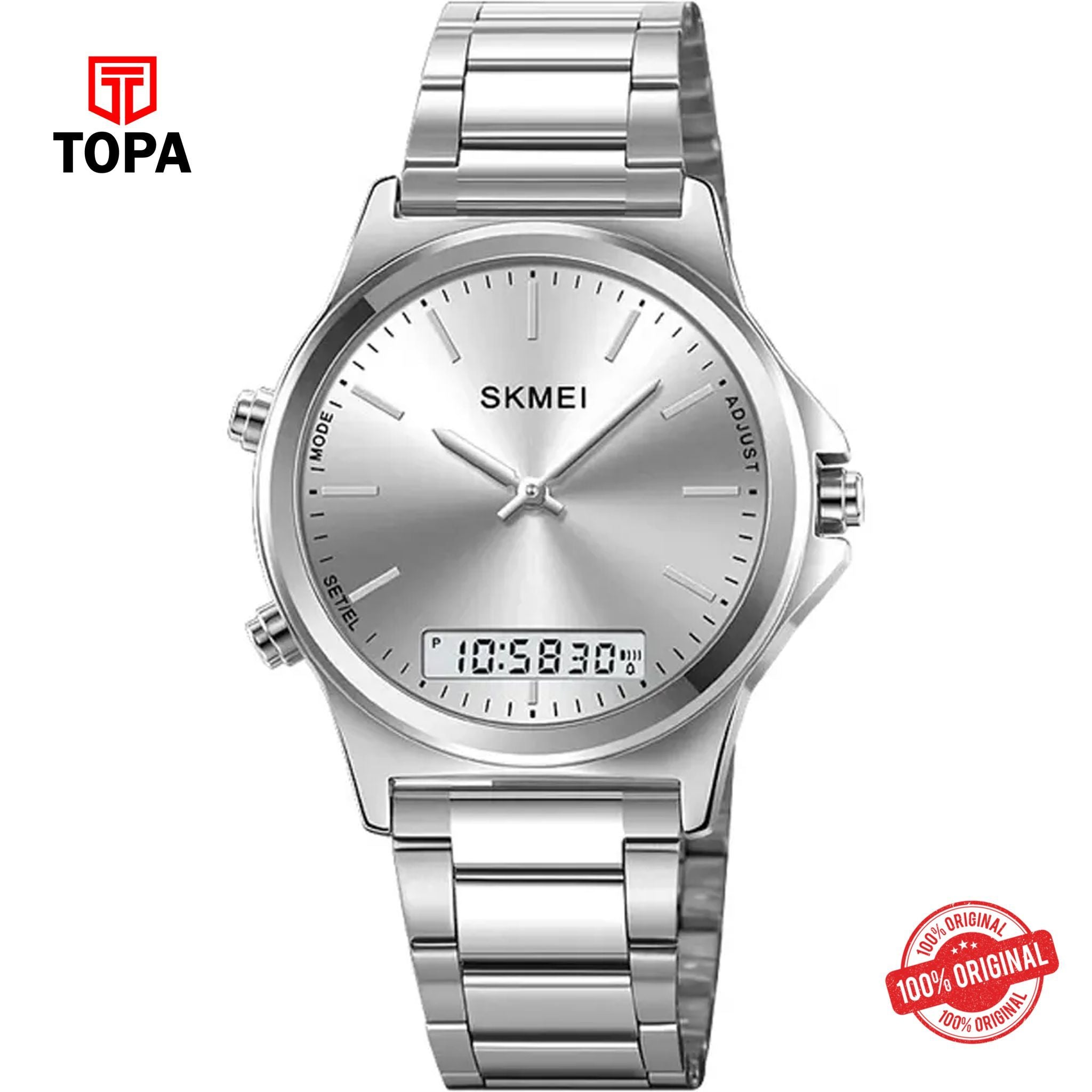 Topa Skmei-2120-G-CH-WHT-Metal-Band-Men-Watch - Product Image 1