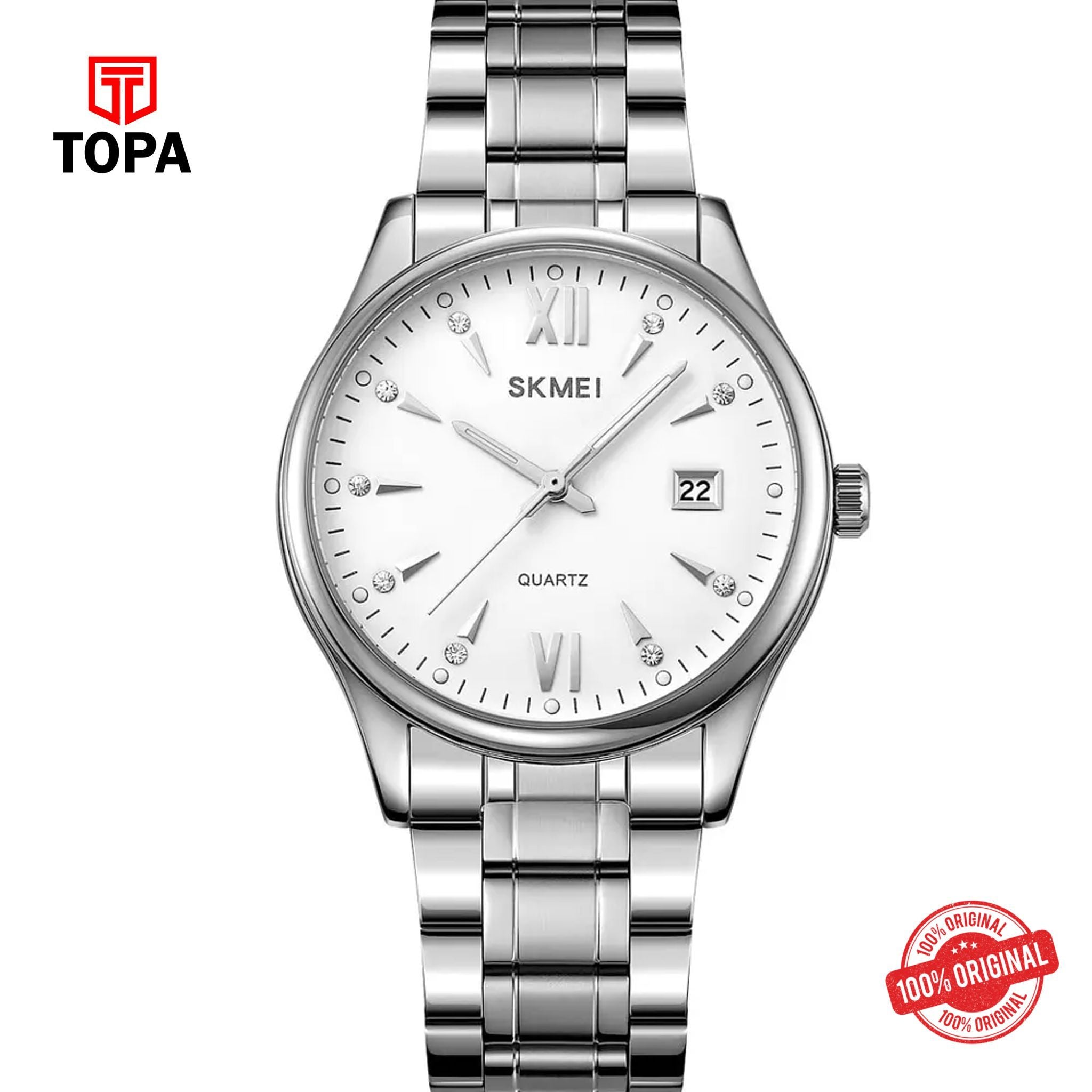 Topa Skmei-2158-G-CH-WHT-Metal-Band-Men-Watch - Product Image 1