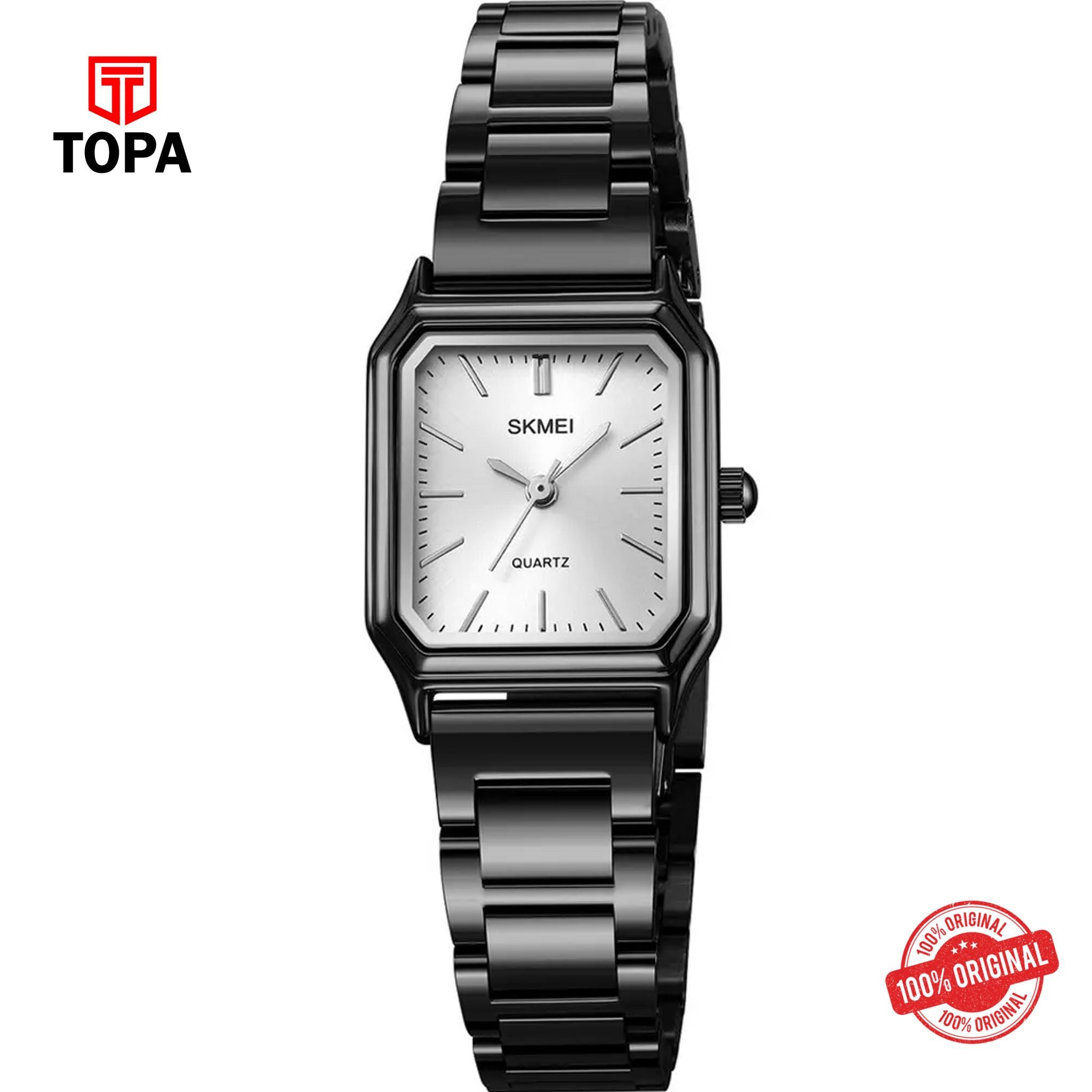 Topa Skmei-2237-L-BLK-WHT-Metal-Band-Women-Watch - Product Image 1