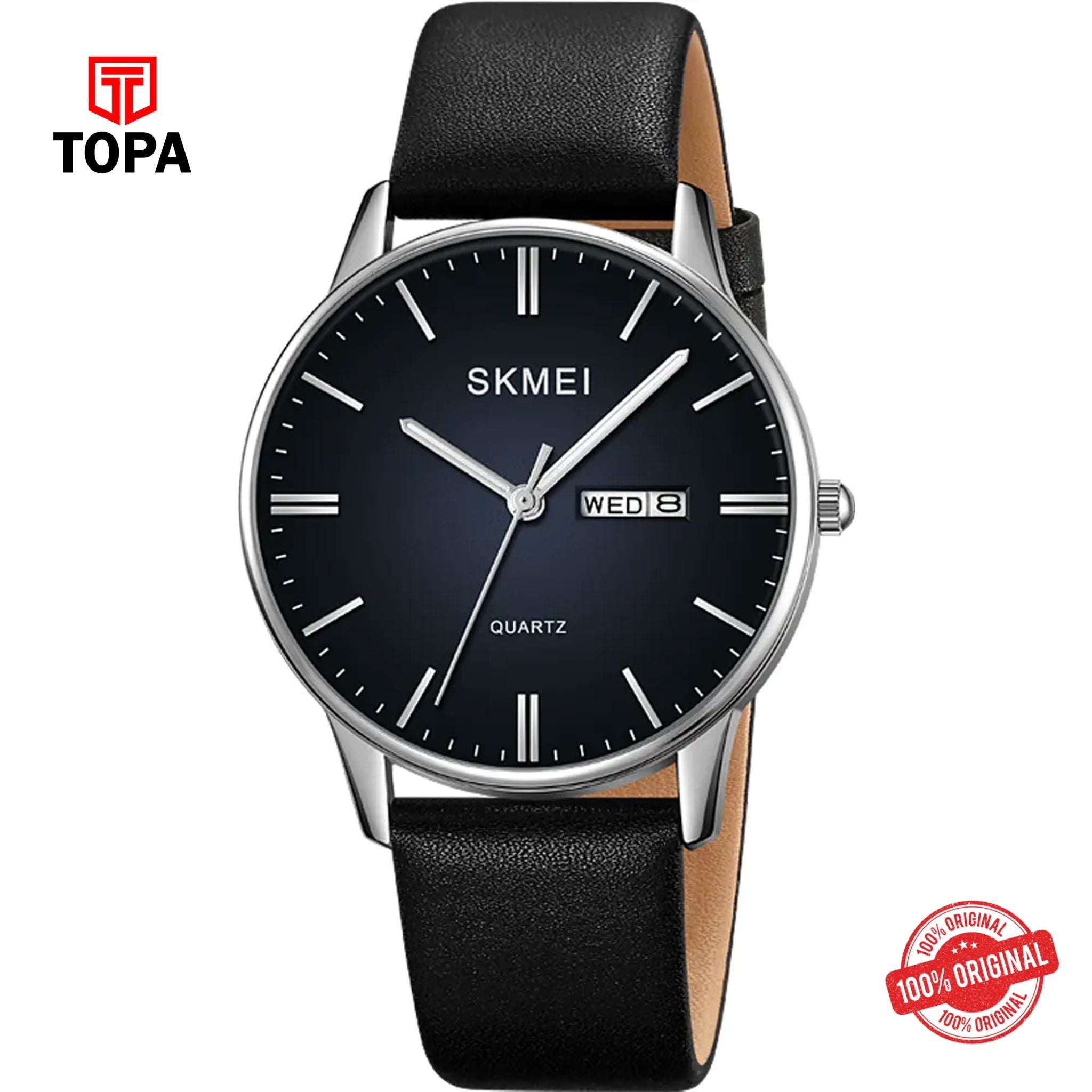 Topa Skmei-2250-G-CHBLK-BLU-Leather-Band-Men-Watch - Product Image 1