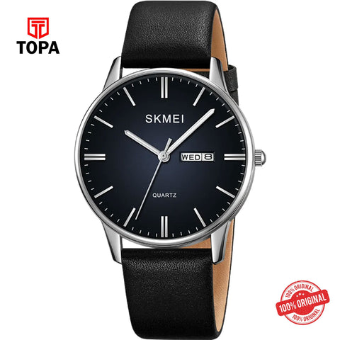 Topa Skmei-2250-G-CHBLK-BLU-Leather-Band-Men-Watch - Product Image 1