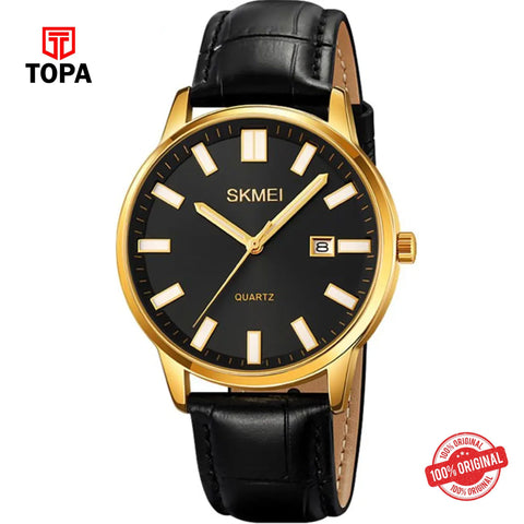 Topa Skmei-2252-G-GLD-BLK-Leather-Band-Men-Watch - Product Image 1