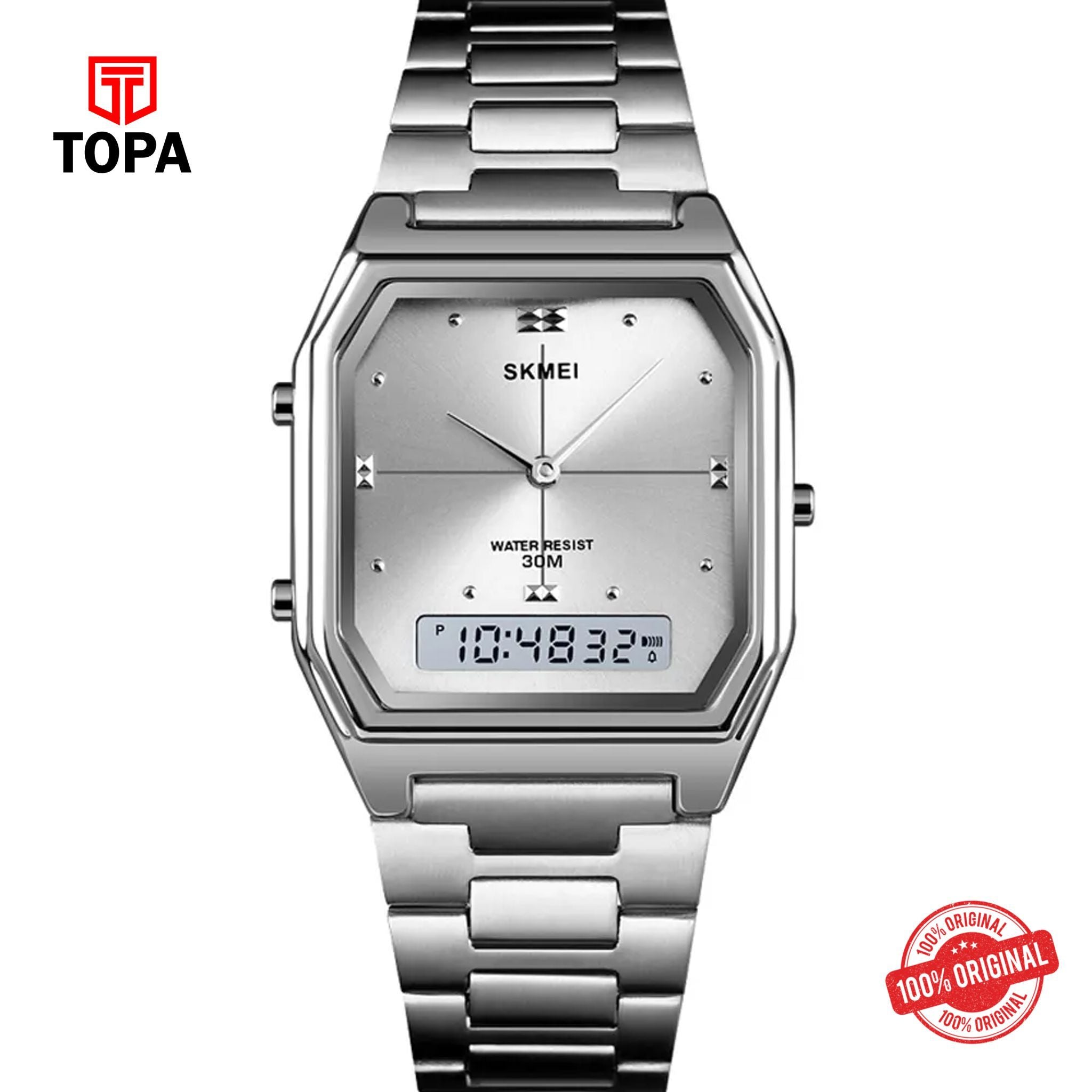 Topa Skmei-2258-G-CH-WHT-DTIME-Metal-Band-Men-Watch - Product Image 1