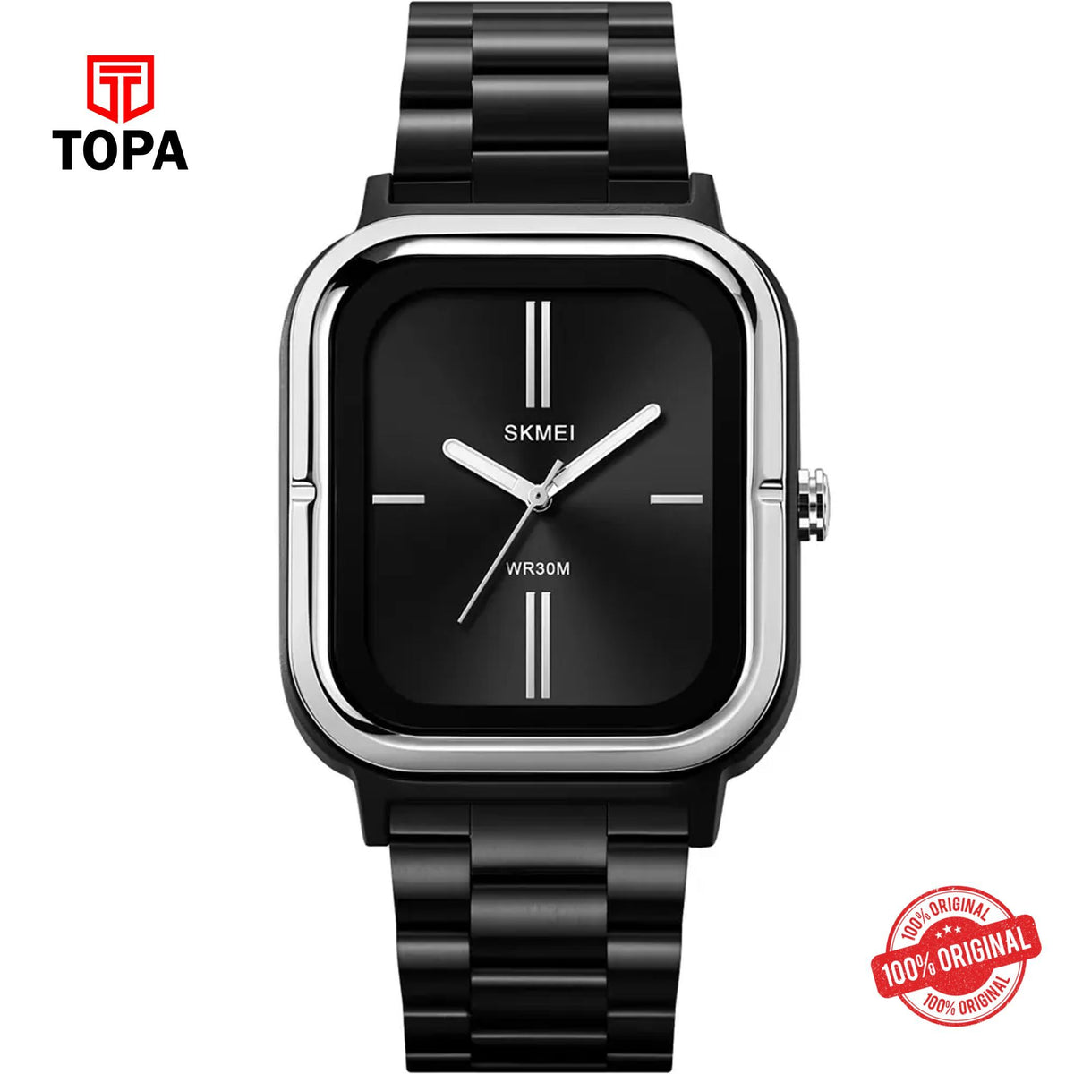 Topa Skmei-2275-G-BLK-WHT-Metal-Band-Men-Watch - Product Image 1