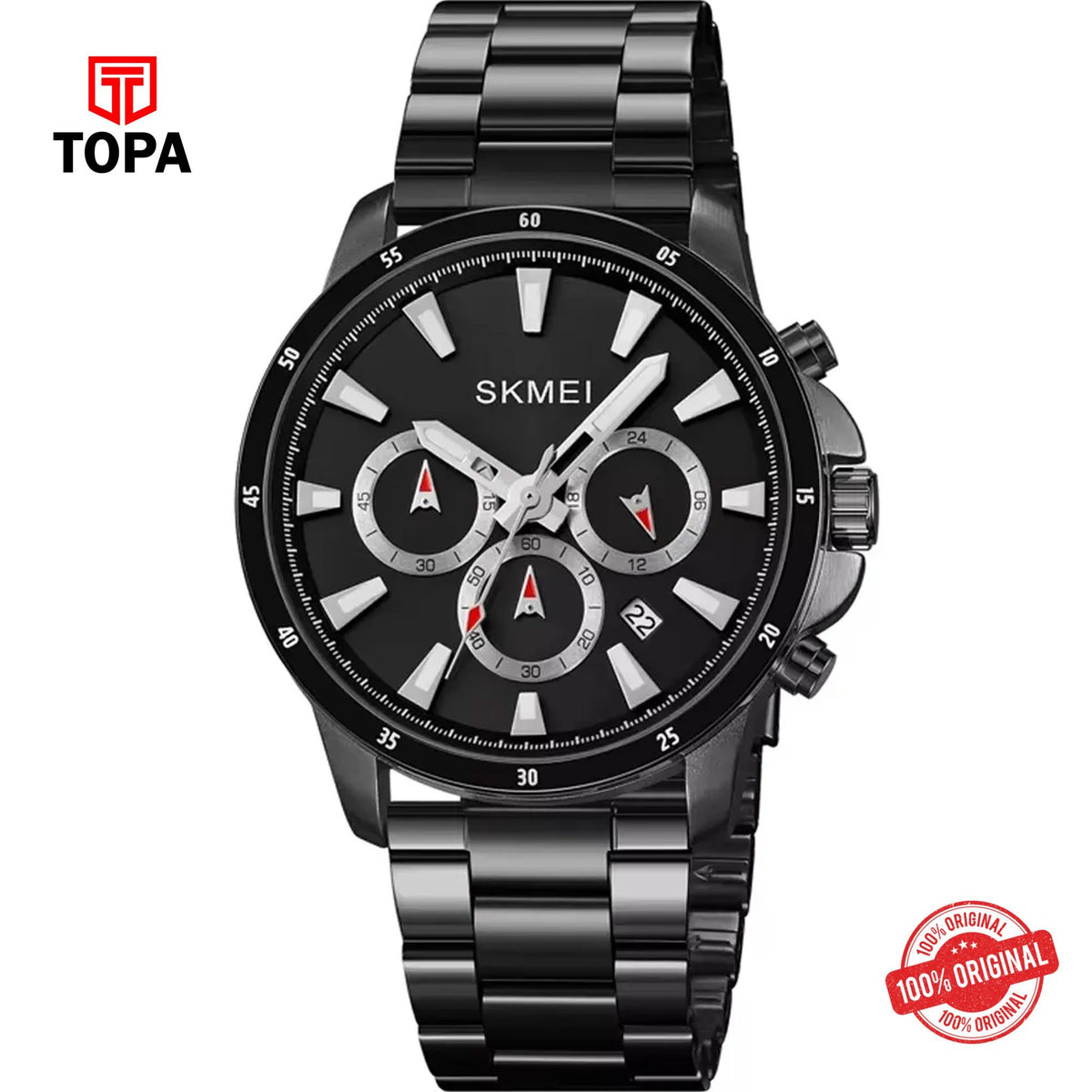 Topa Skmei-2295-G-BLK-Metal-Band-Men-Watch - Product Image 1