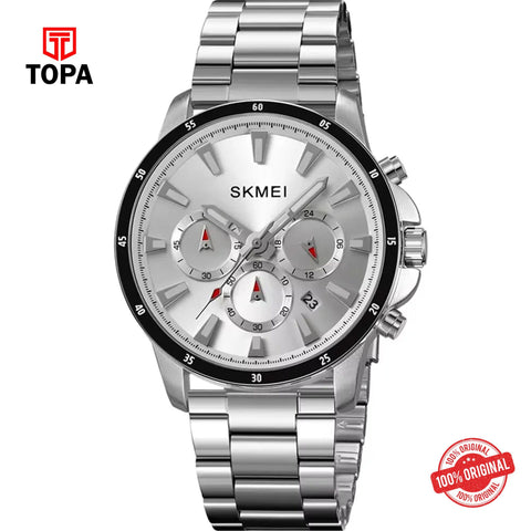 Topa Skmei-2295-G-CH-WHT-Metal-Band-Men-Watch - Product Image 1
