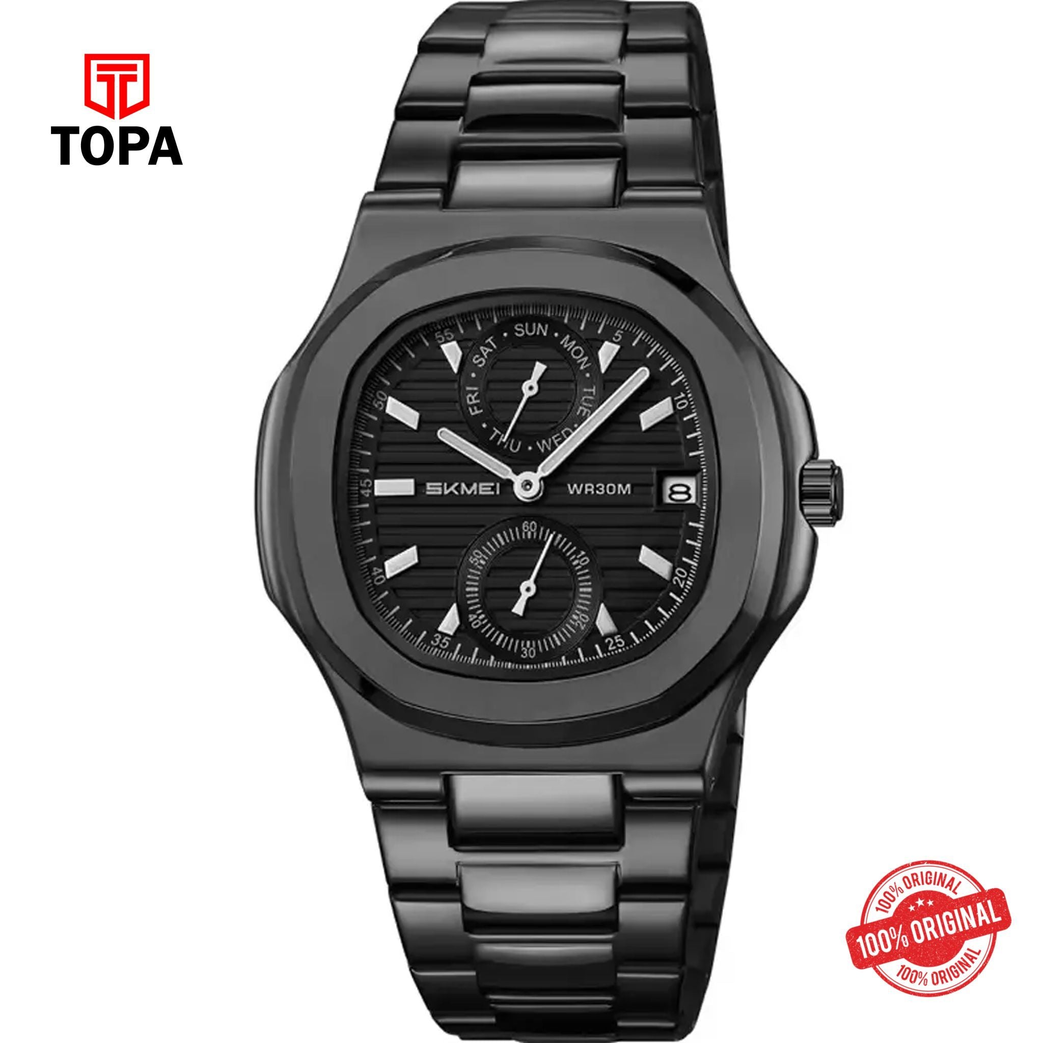Topa Skmei-2423-G-BLK-Metal-Band-Men-Watch - Product Image 1