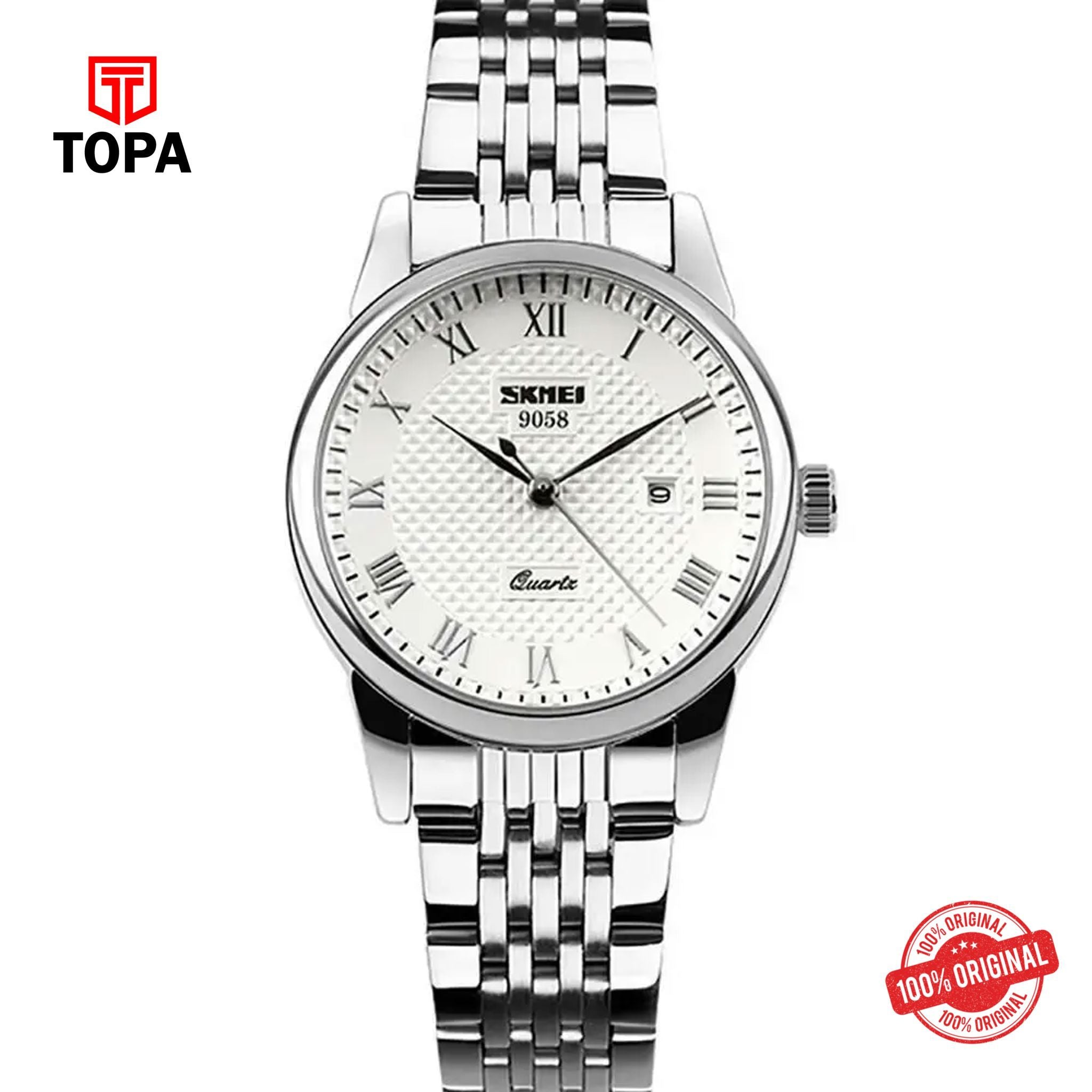 Topa Skmei-9058-CH-WHT-Metal-Band-Women-Watch - Product Image 1
