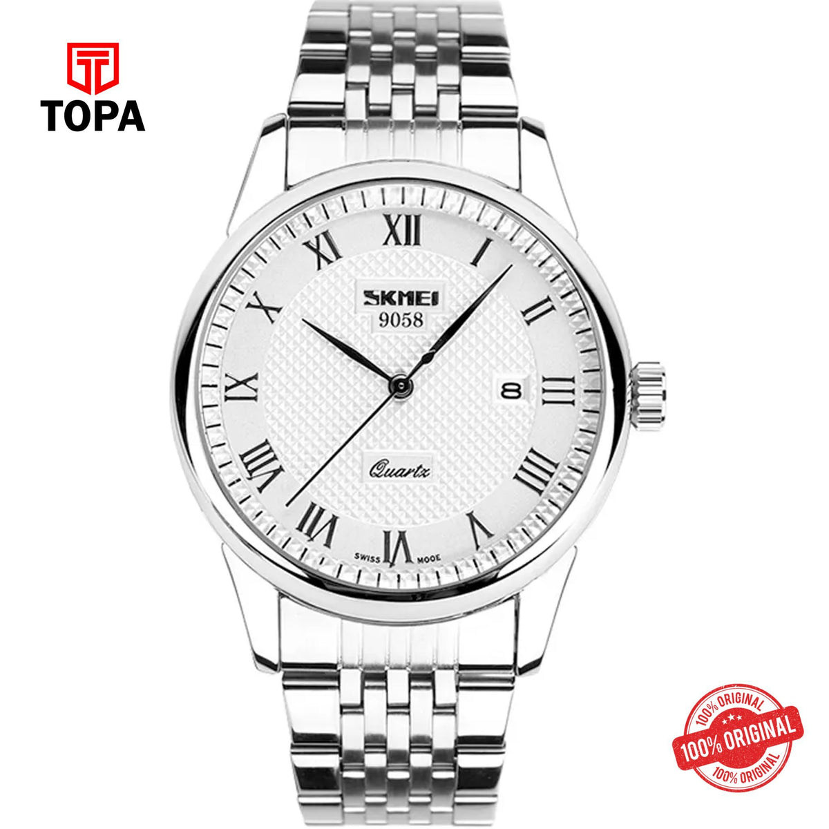 Topa Skmei-9058-G-CH-WHT-Metal-Band-Men-Watch - Product Image 1