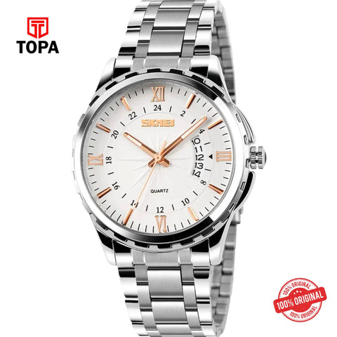 Topa Skmei-9069-CH-WHT-Metal-Band-Men-Watch - Product Image 1