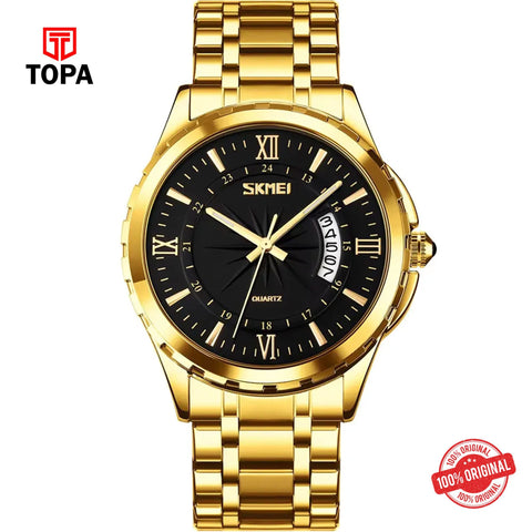 Topa Skmei-9069-GLD-BLK-Metal-Band-Men-Watch - Product Image 1