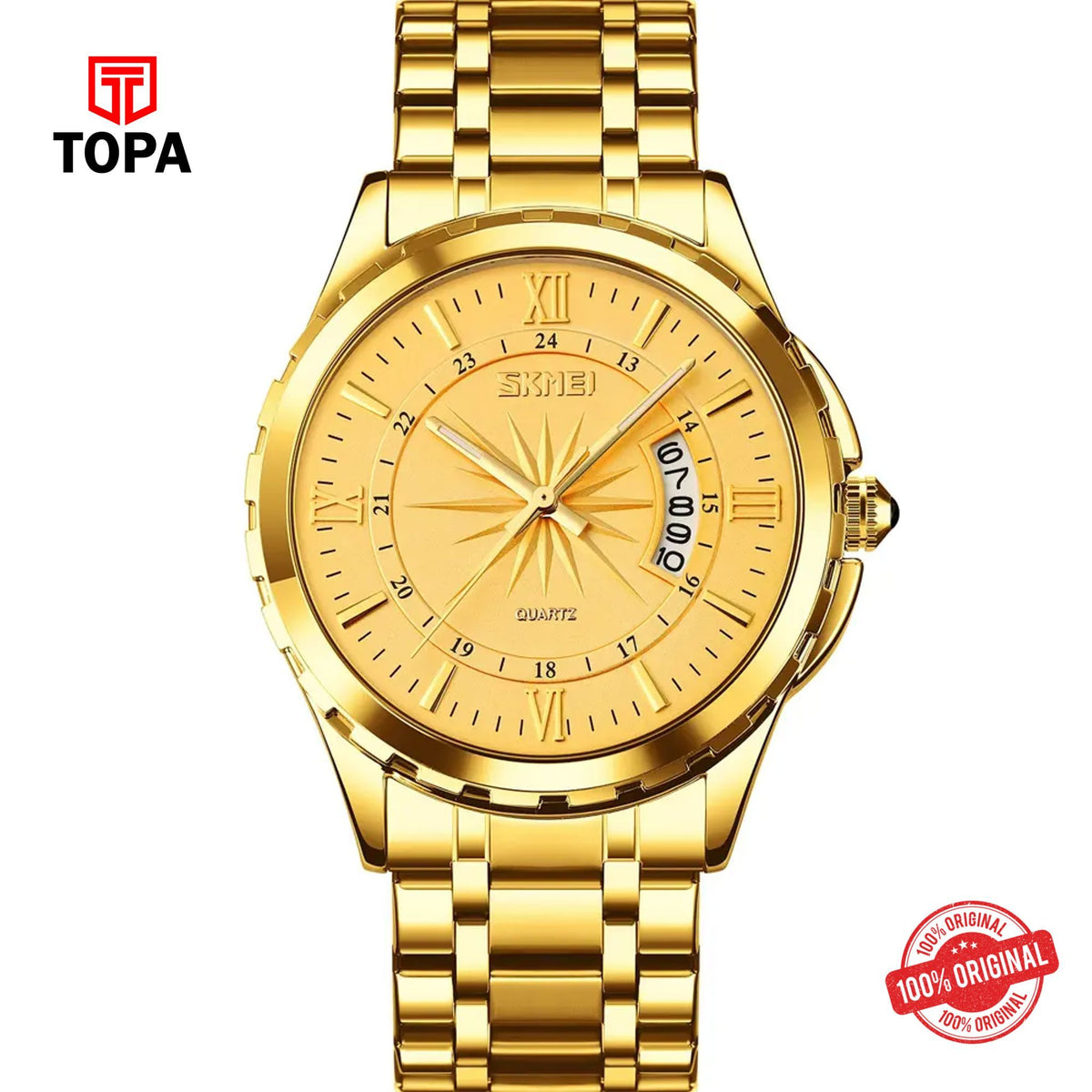 Topa Skmei-9069-GLD-Metal-Band-Men-Watch - Product Image 1
