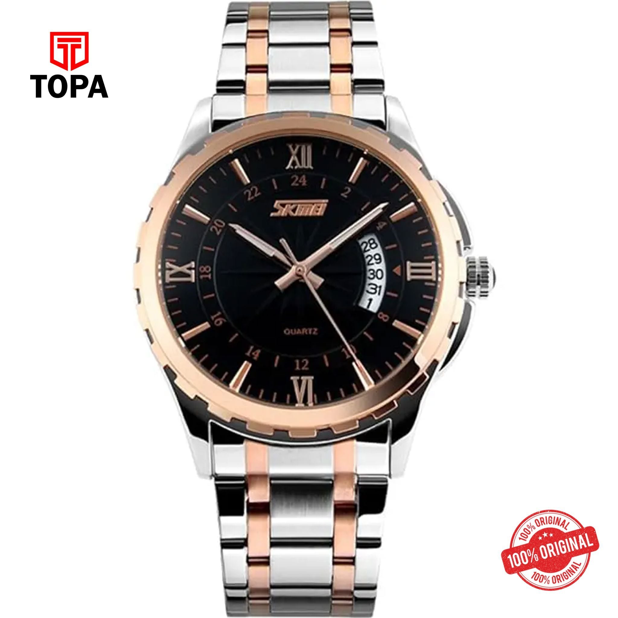 Topa Skmei-9069-TT-BLK-Metal-Band-Men-Watch - Product Image 1