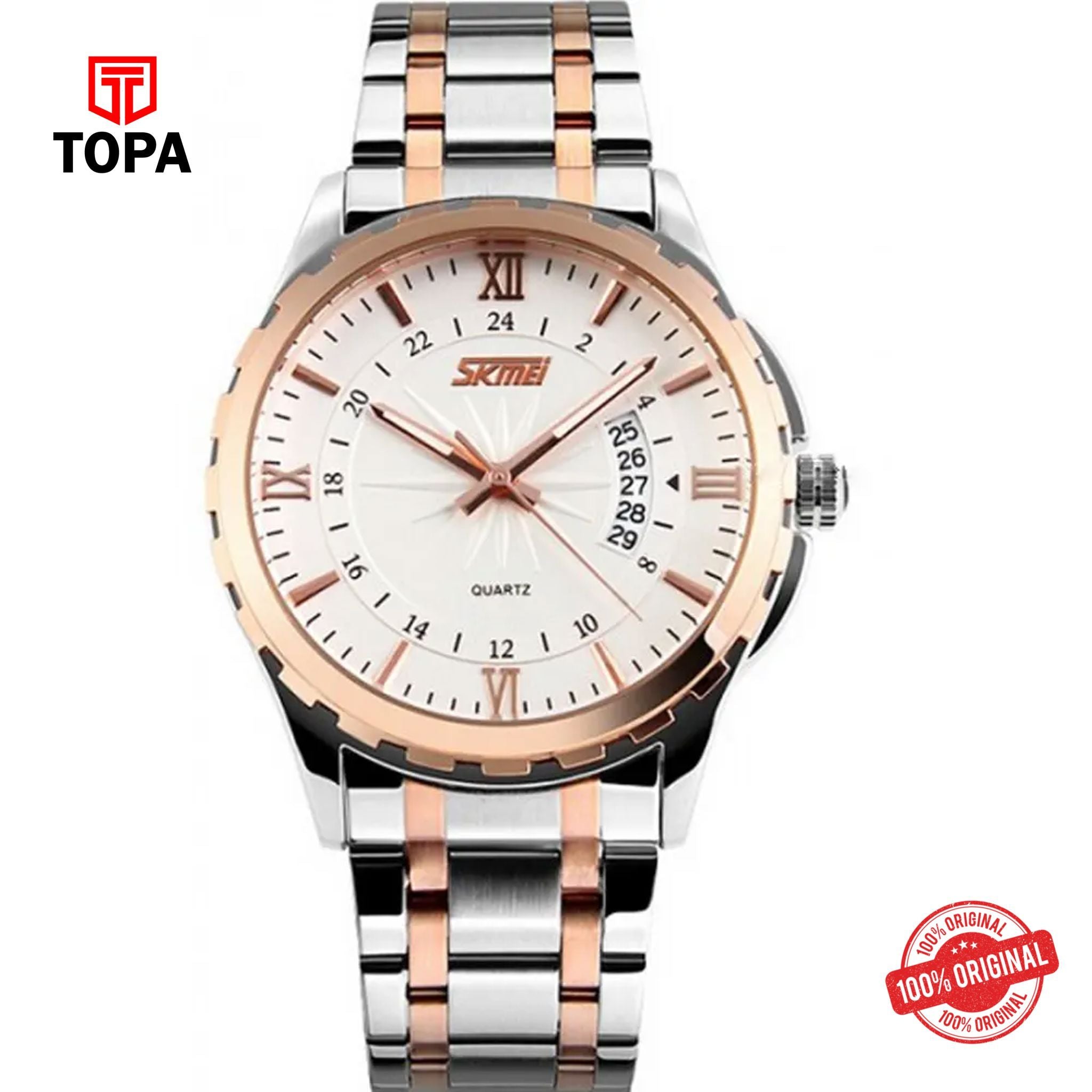 Topa Skmei-9069-TT-WHT-Metal-Band-Men-Watch - Product Image 1