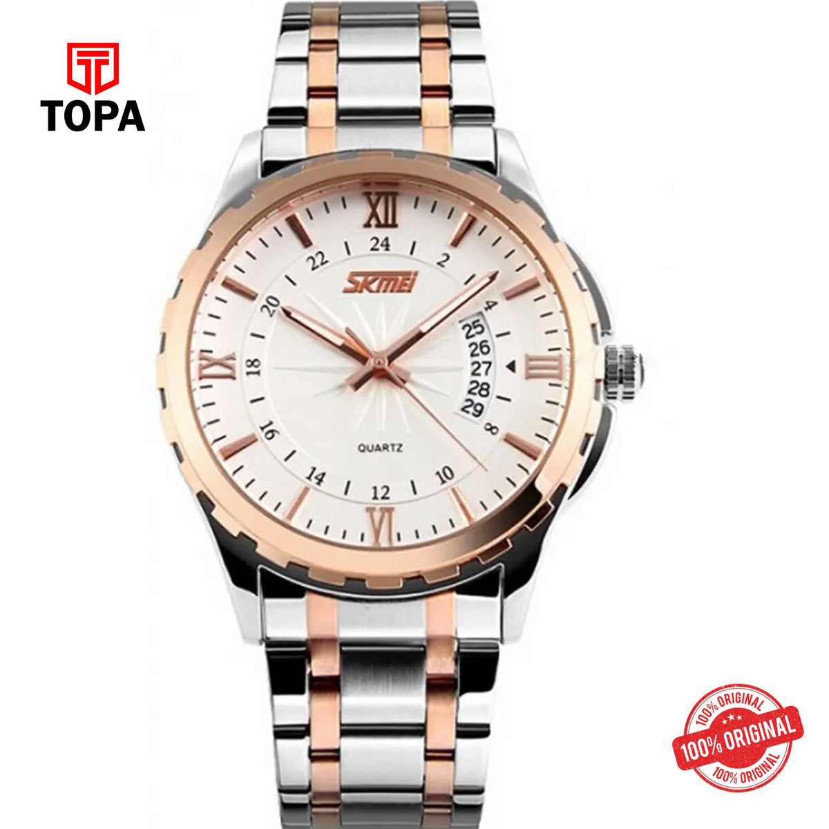 Topa Skmei-9069-TT-WHT-Metal-Band-Men-Watch - Product Image 1