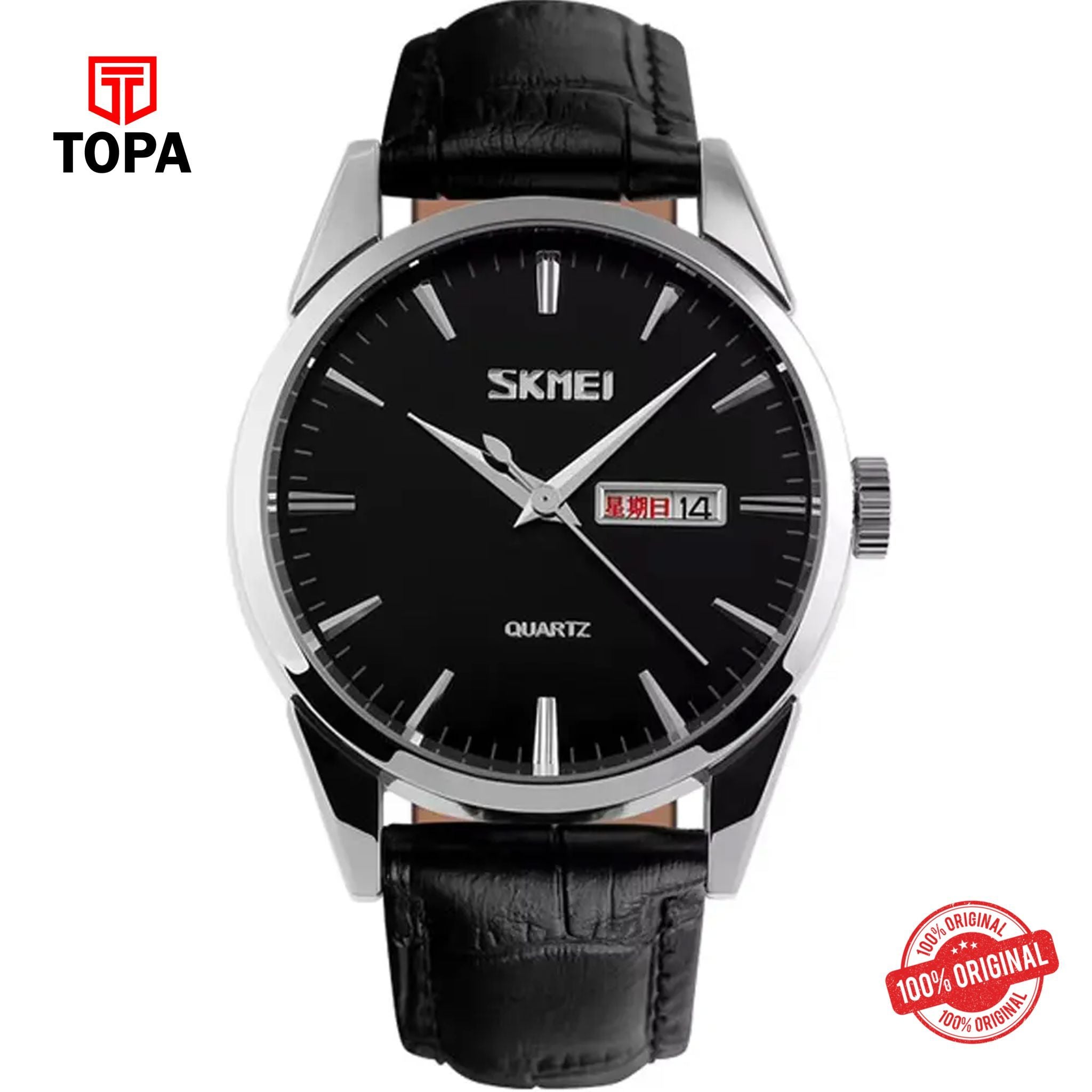 Topa Skmei-9073-CH-BLK-Leather-Band-Men-Watch - Product Image 1