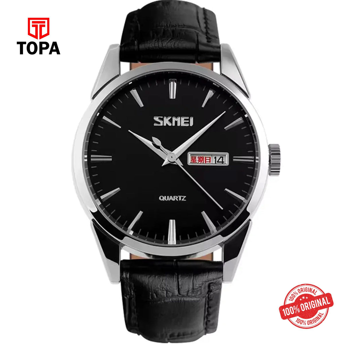 Topa Skmei-9073-CH-BLK-Leather-Band-Men-Watch - Product Image 1