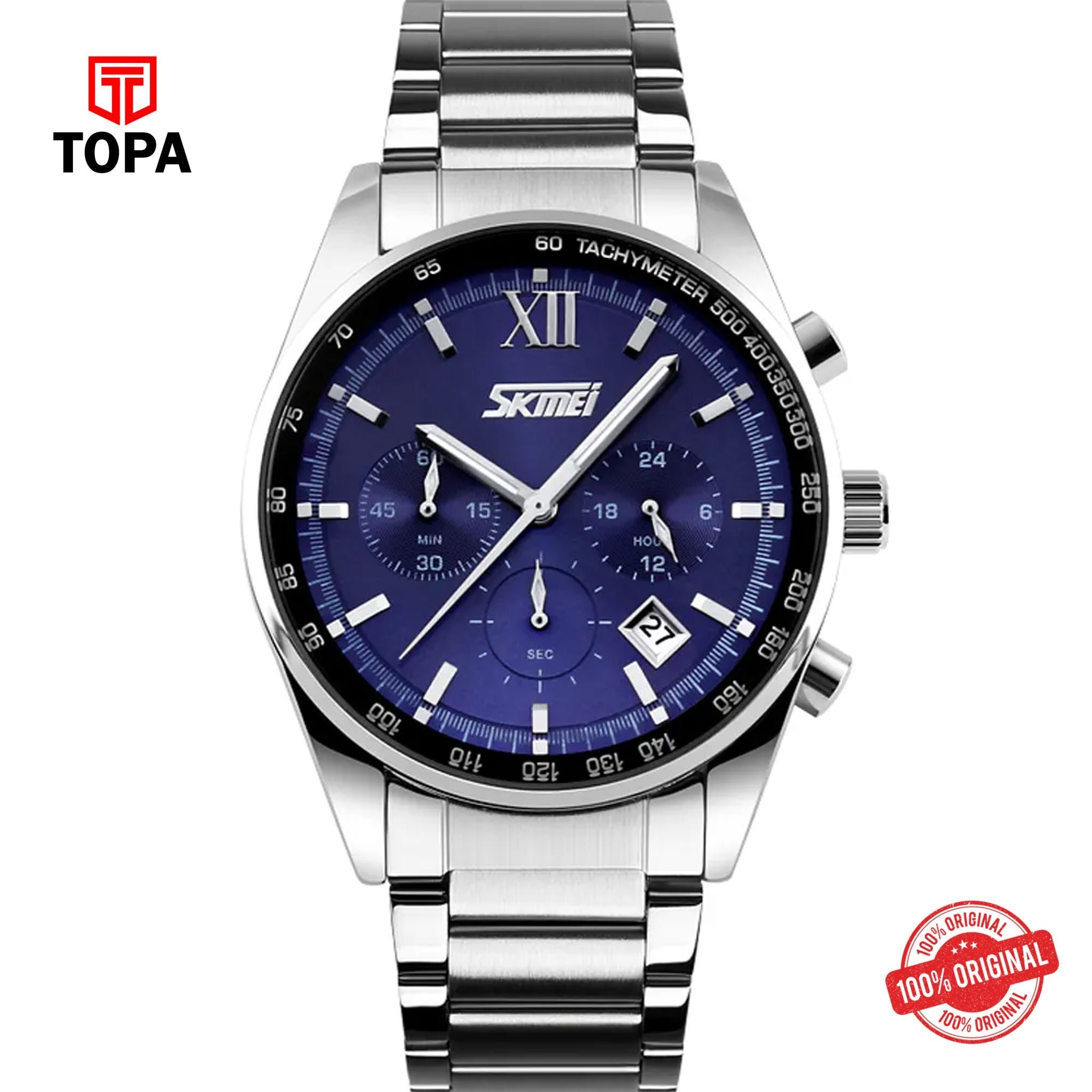 Topa Skmei-9096-CH-BLU-Metal-Band-Men-Watch - Product Image 1