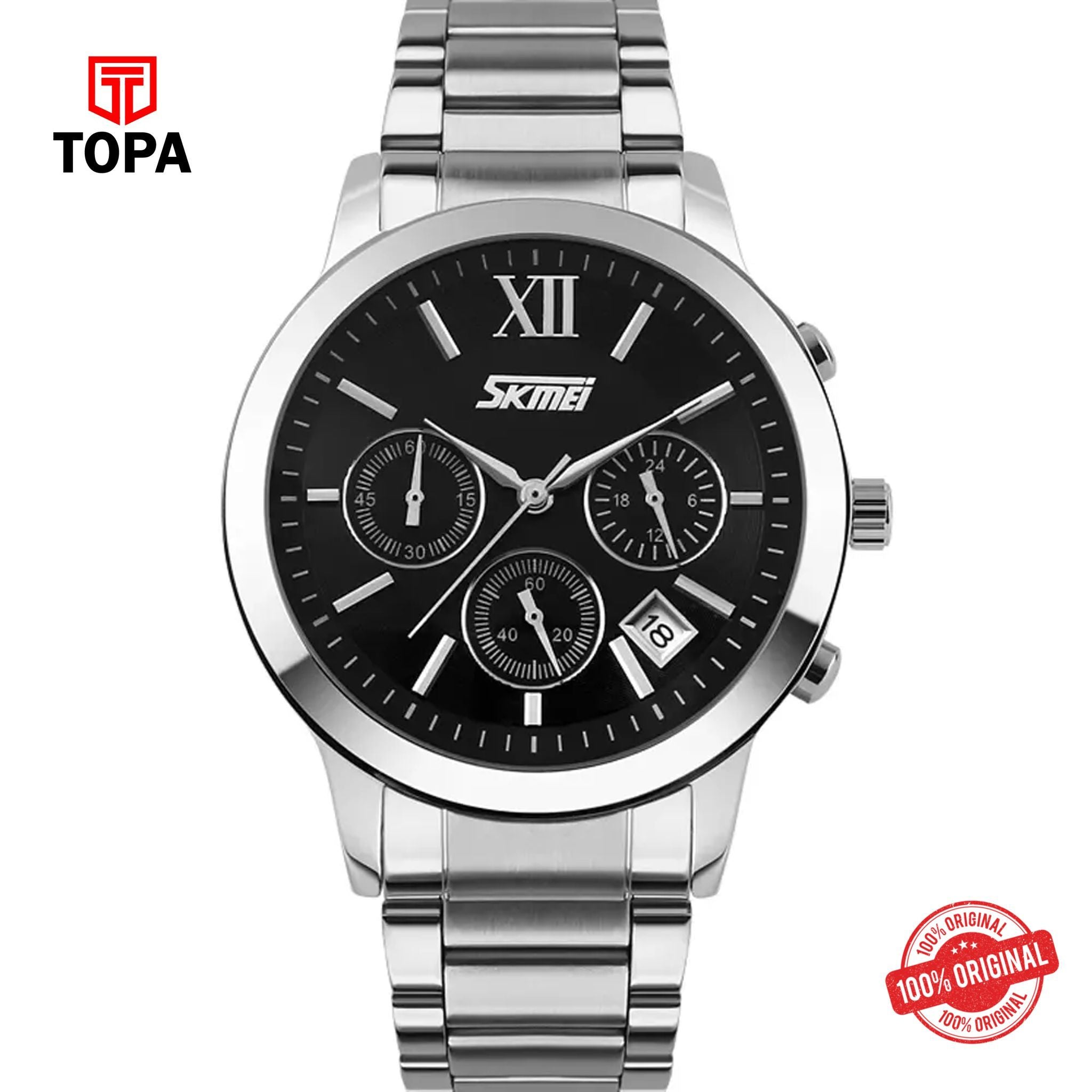 Topa Skmei-9097-CH-BLK-Metal-Band-Men-Watch - Product Image 1