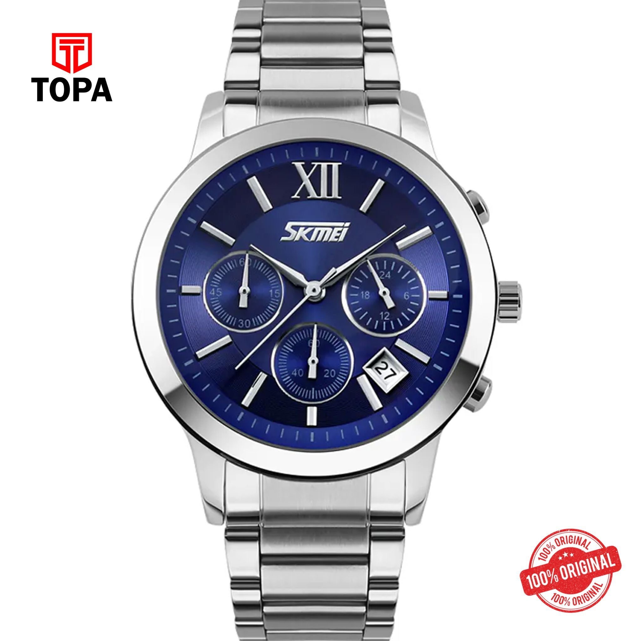 Topa Skmei-9097-CH-BLU-Metal-Band-Men-Watch - Product Image 1