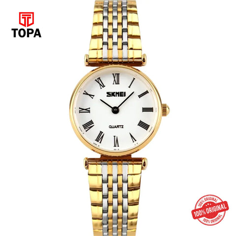 Topa Skmei-9105-GLD-WHT-Metal-Band-Women-Watch - Product Image 1