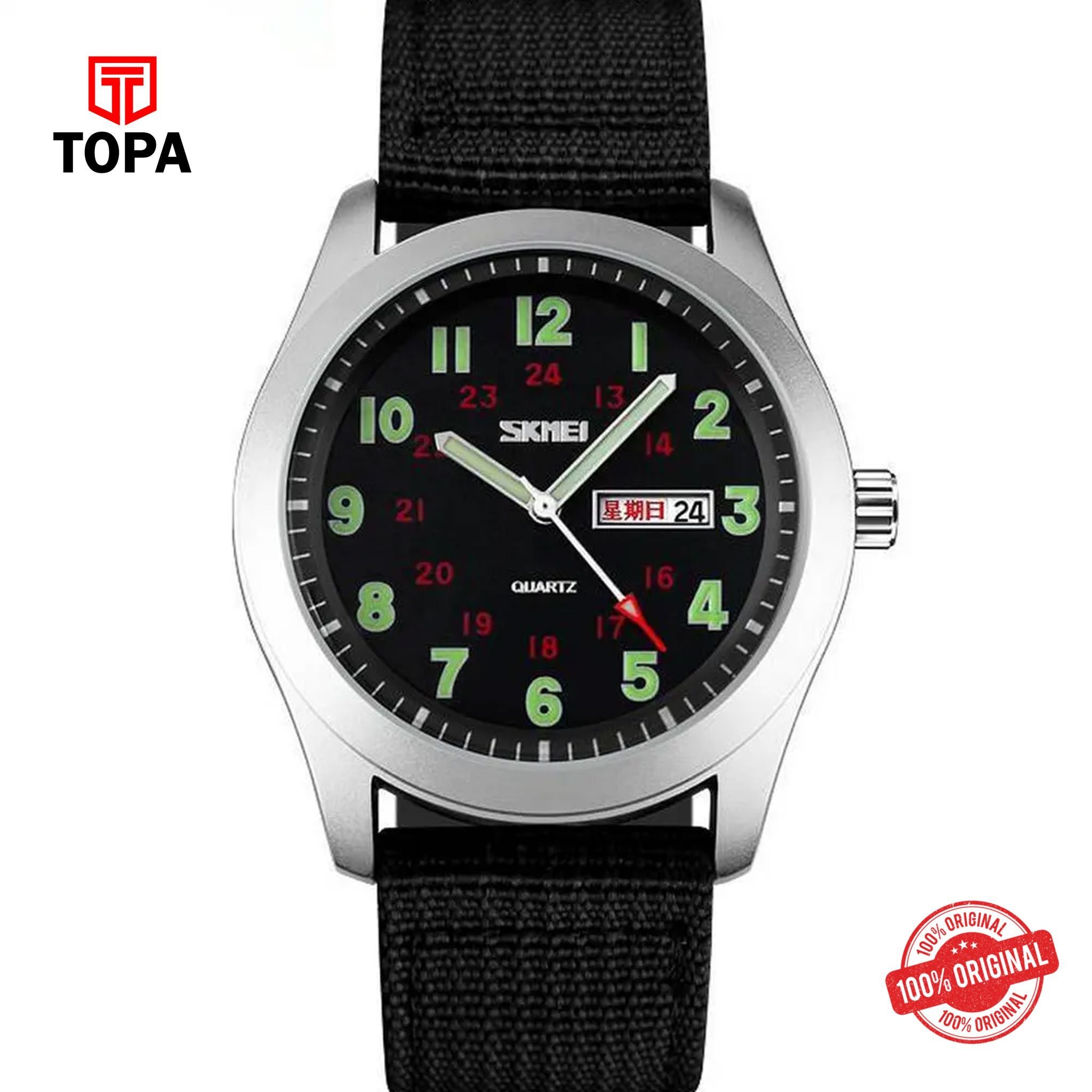 Topa Skmei-9112-CH-BLK-Nylon-Band-Men-Watch - Product Image 1