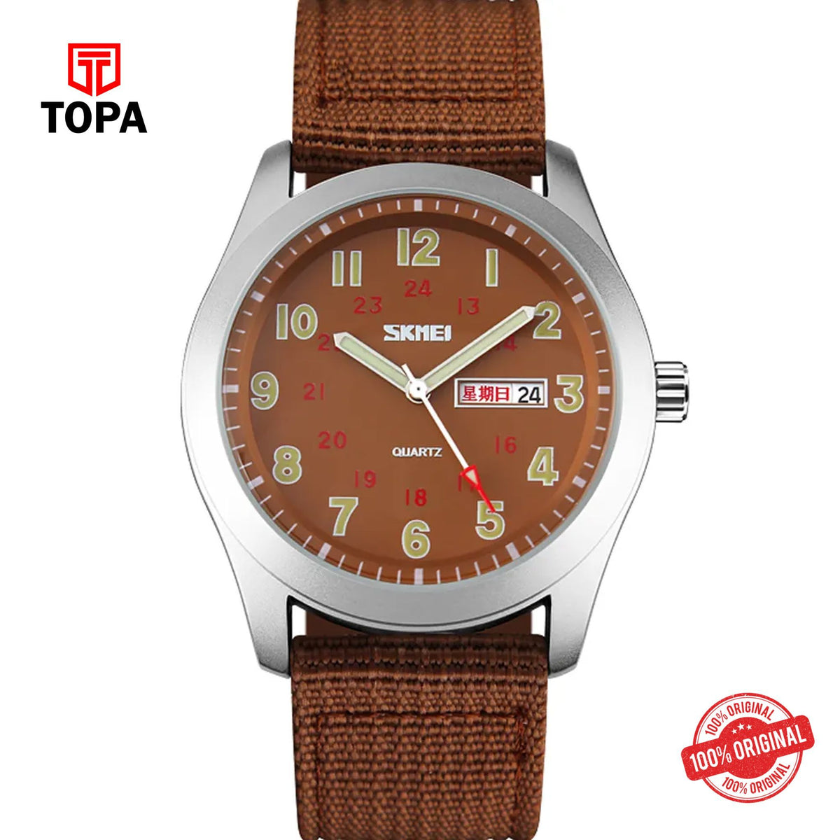 Topa Skmei-9112-CH-BRN-Nylon-Band-Men-Watch - Product Image 1