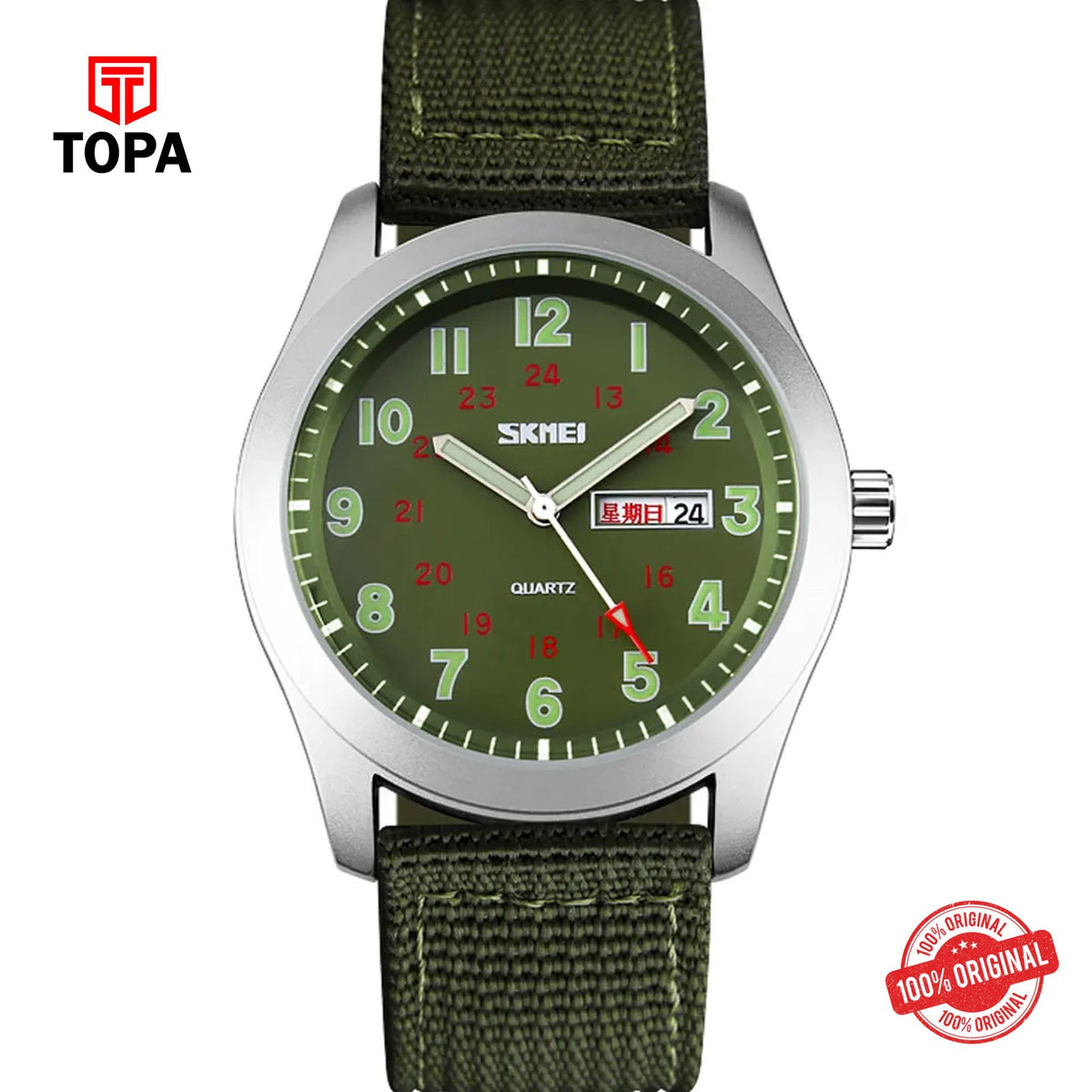 Topa Skmei-9112-CH-GRN-Nylon-Band-Men-Watch - Product Image 1