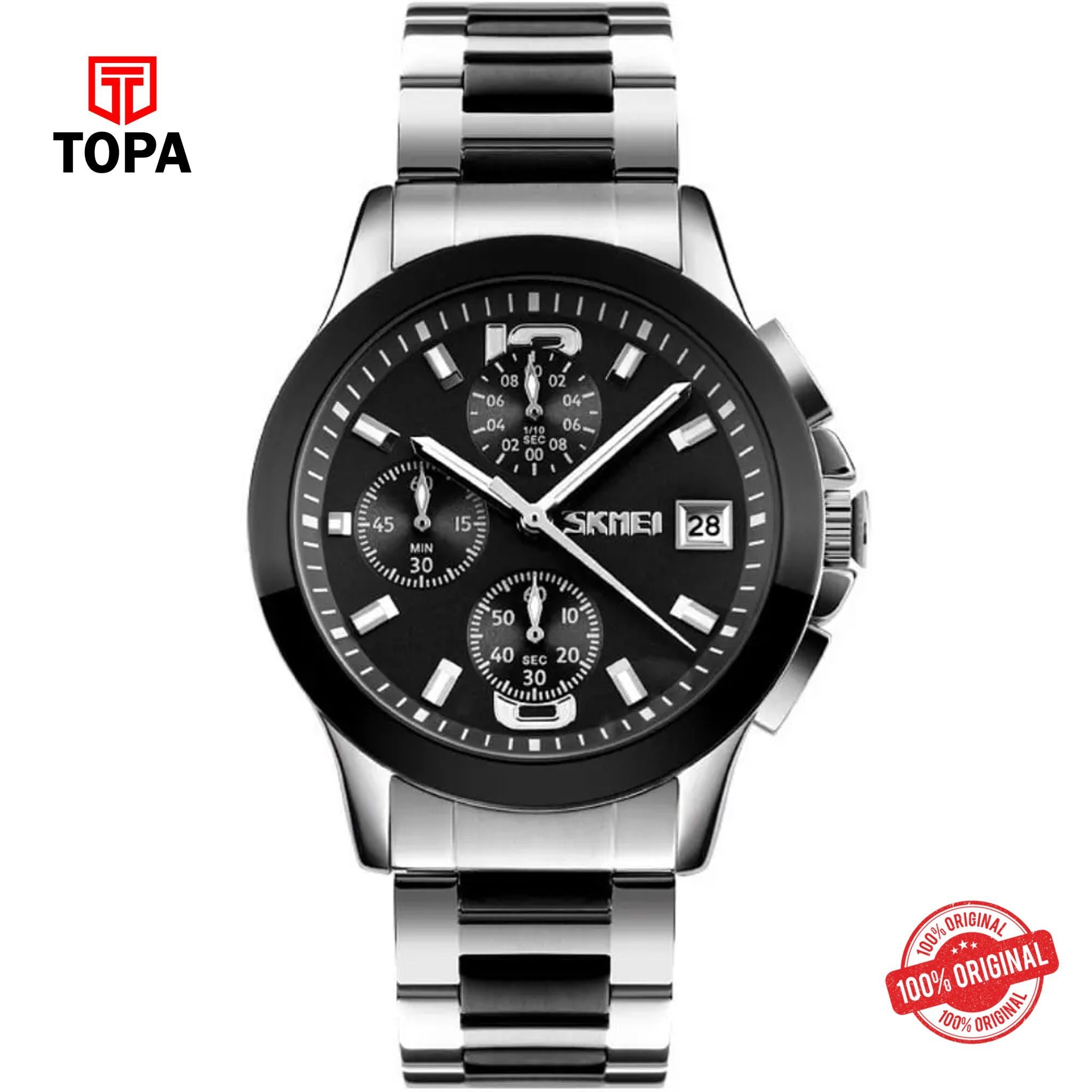 Topa Skmei-9126-CH-TT-BLK-Metal-Band-Men-Watch - Product Image 1