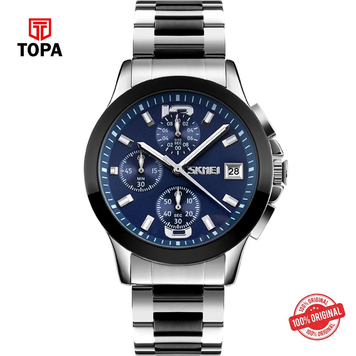 Topa Skmei-9126-CH-TT-BLU-Metal-Band-Men-Watch - Product Image 1