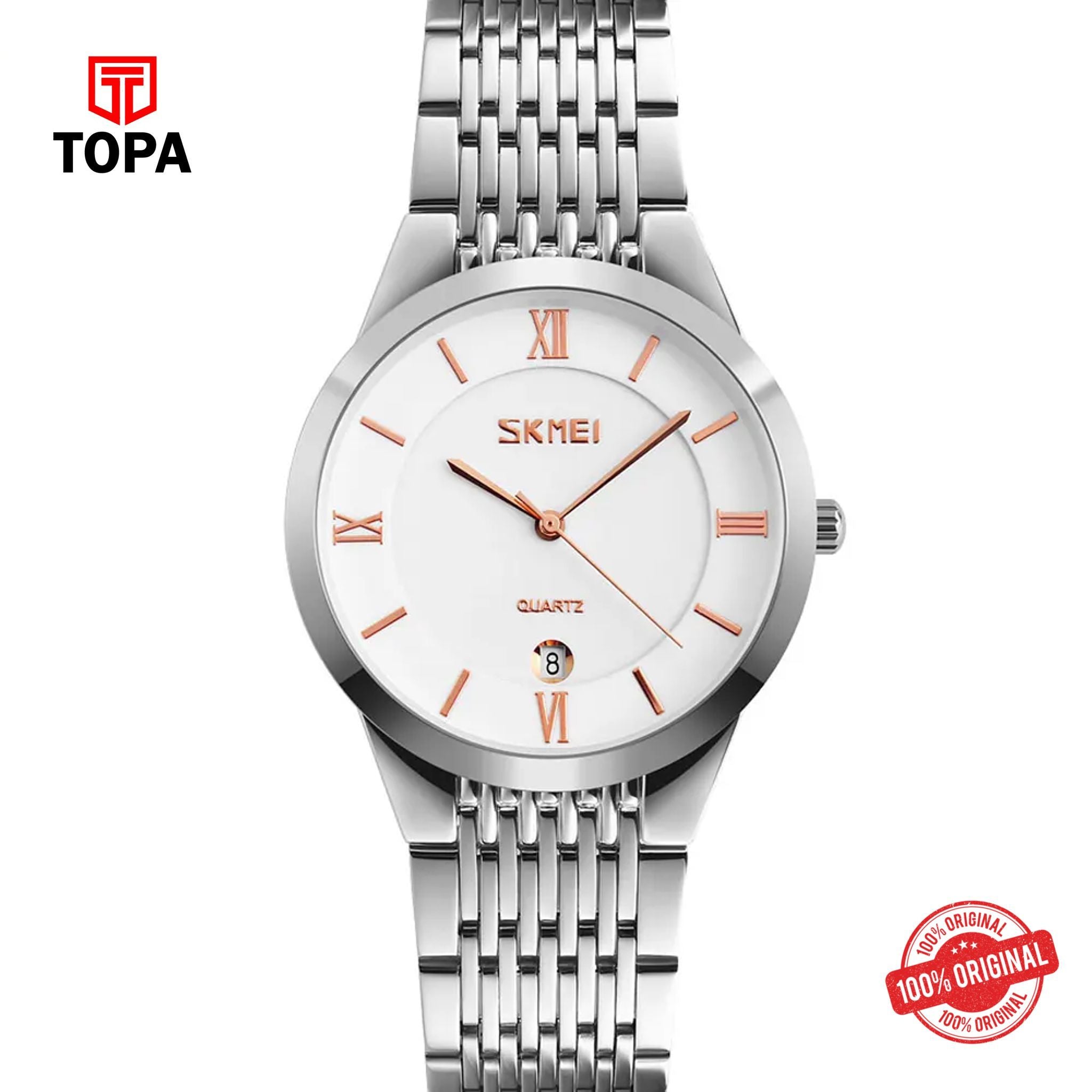 Topa Skmei-9139-CH-WHT-Metal-Band-Women-Watch - Product Image 1