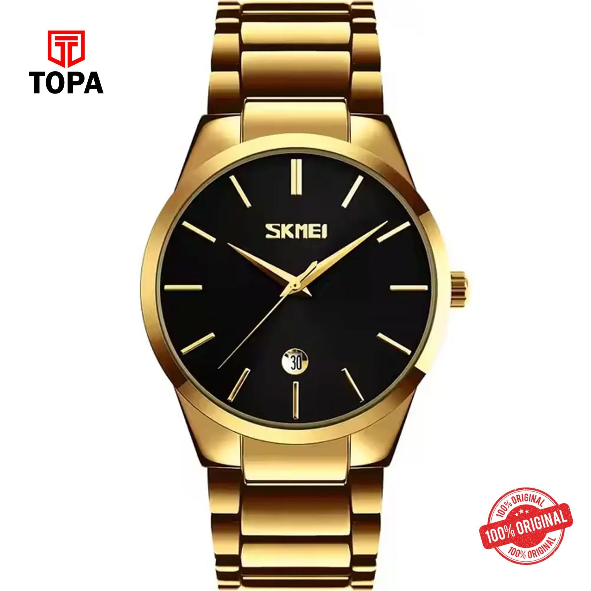 Topa Skmei-9140-GLD-BLK-Metal-Band-Men-Watch - Product Image 1