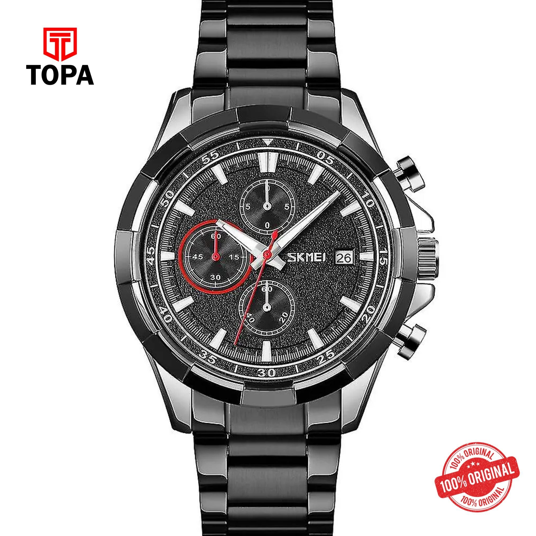 Topa Skmei-9192-CH-BLK-Metal-Band-Men-Watch - Product Image 1