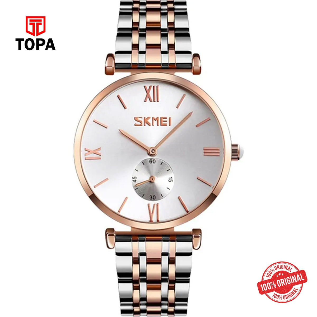 Topa Skmei-9198-L-TTRG-WHT-Metal-Band-Women-Watch - Product Image 1