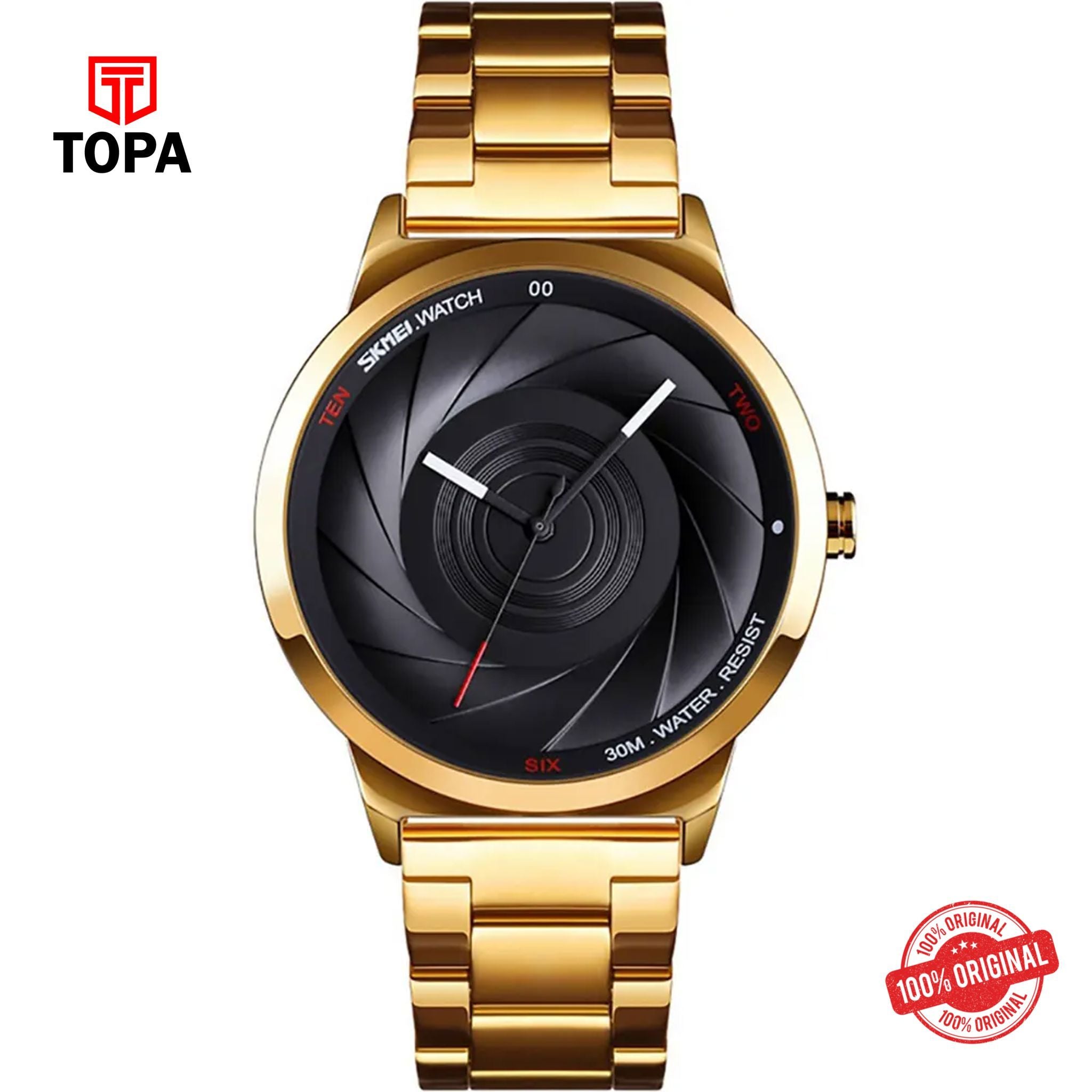 Topa Skmei-9210-G-GLD-BLK-Metal-Band-Men-Watch - Product Image 1