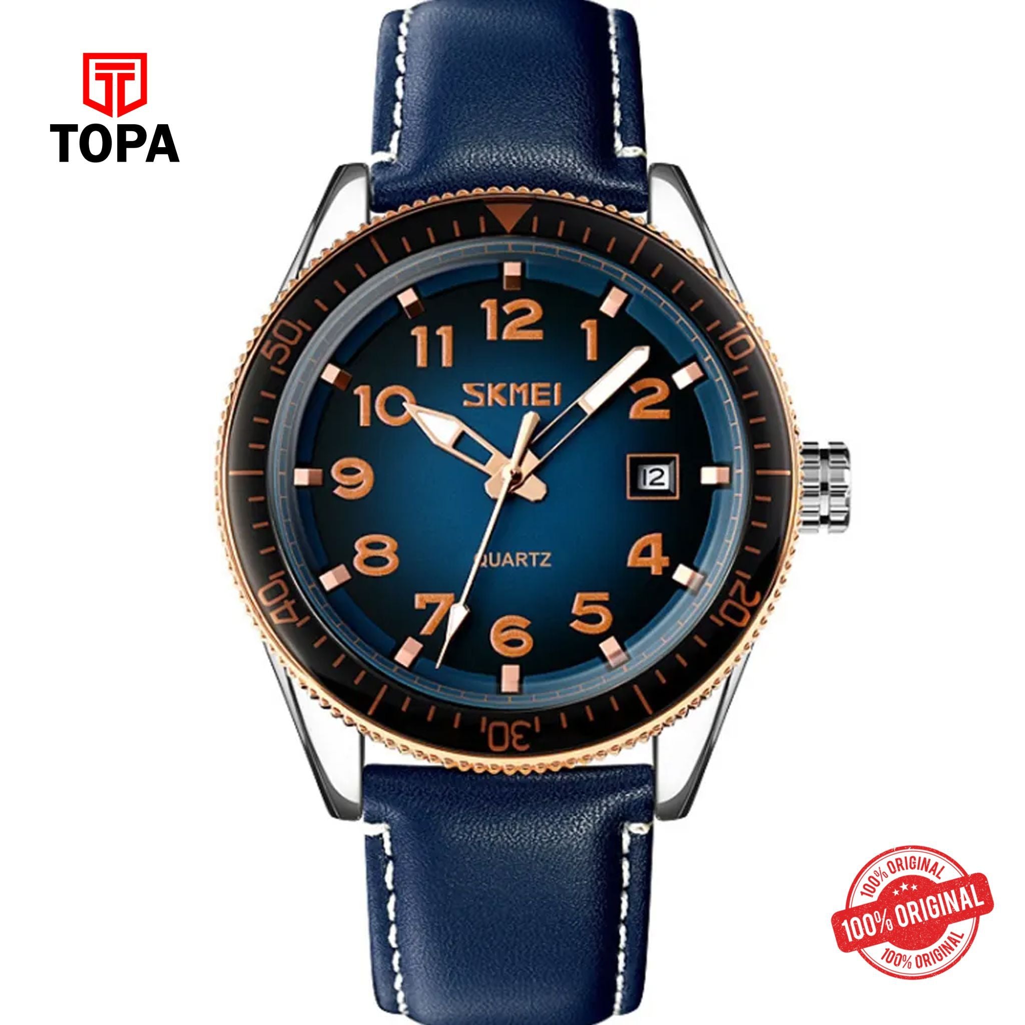 Topa Skmei-9232-TT-BLU-Leather-Band-Men-Watch - Product Image 1