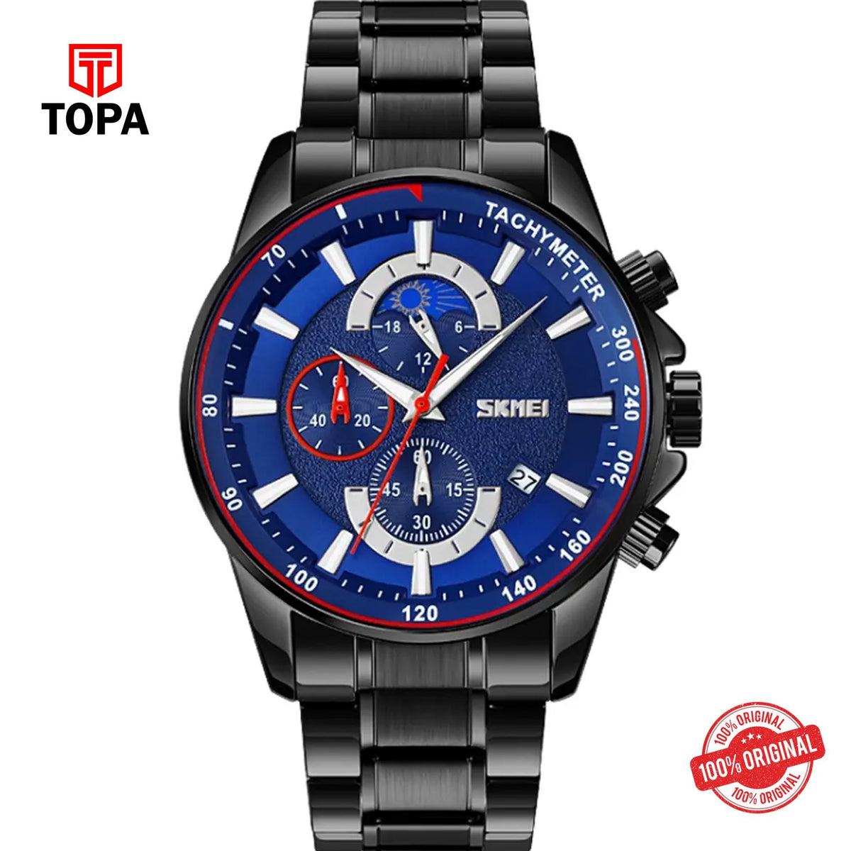 Topa Skmei-9250-BLK-BLU-Metal-Band-Men-Watch - Product Image 1