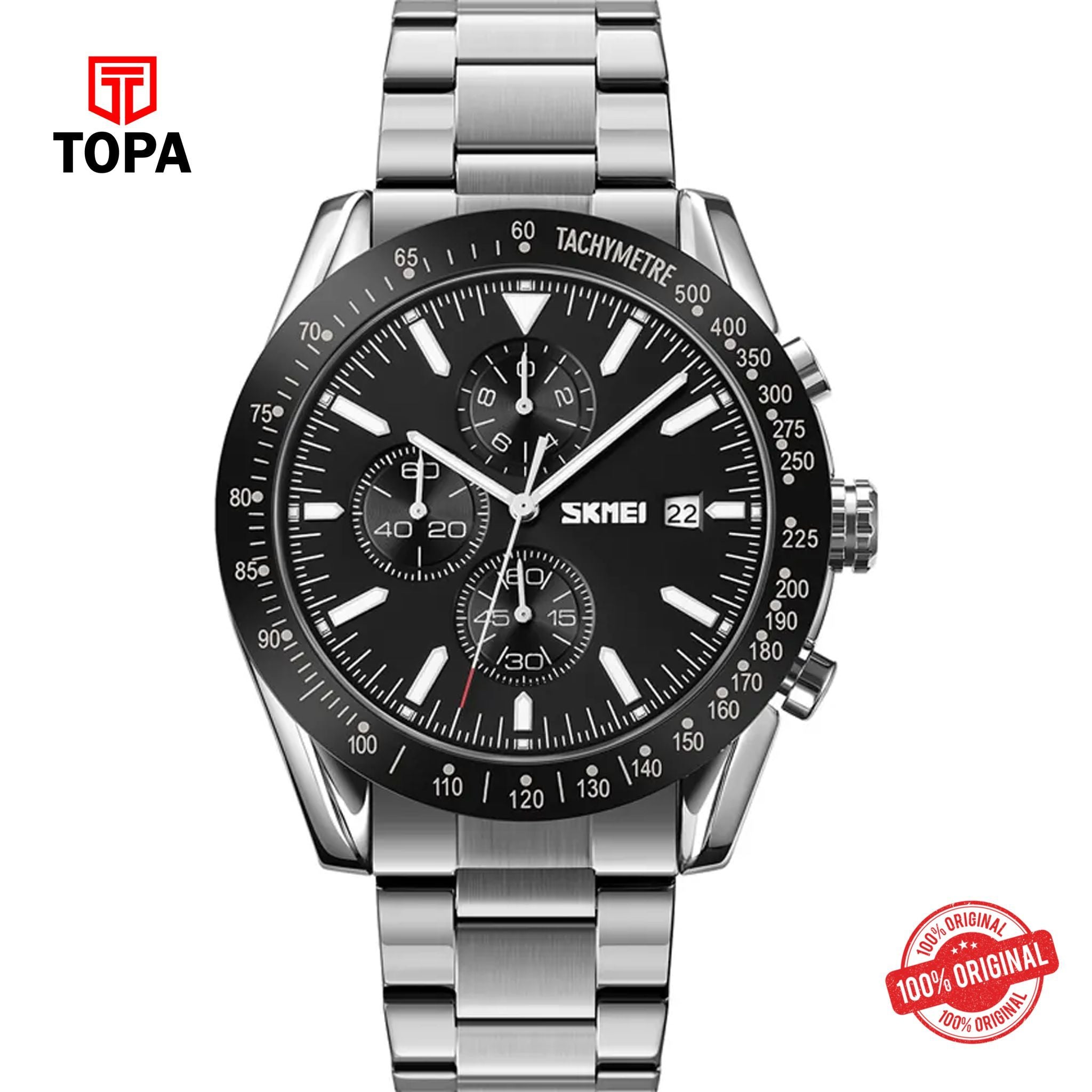 Topa Skmei-9253-CH-BLK-Metal-Band-Men-Watch - Product Image 1