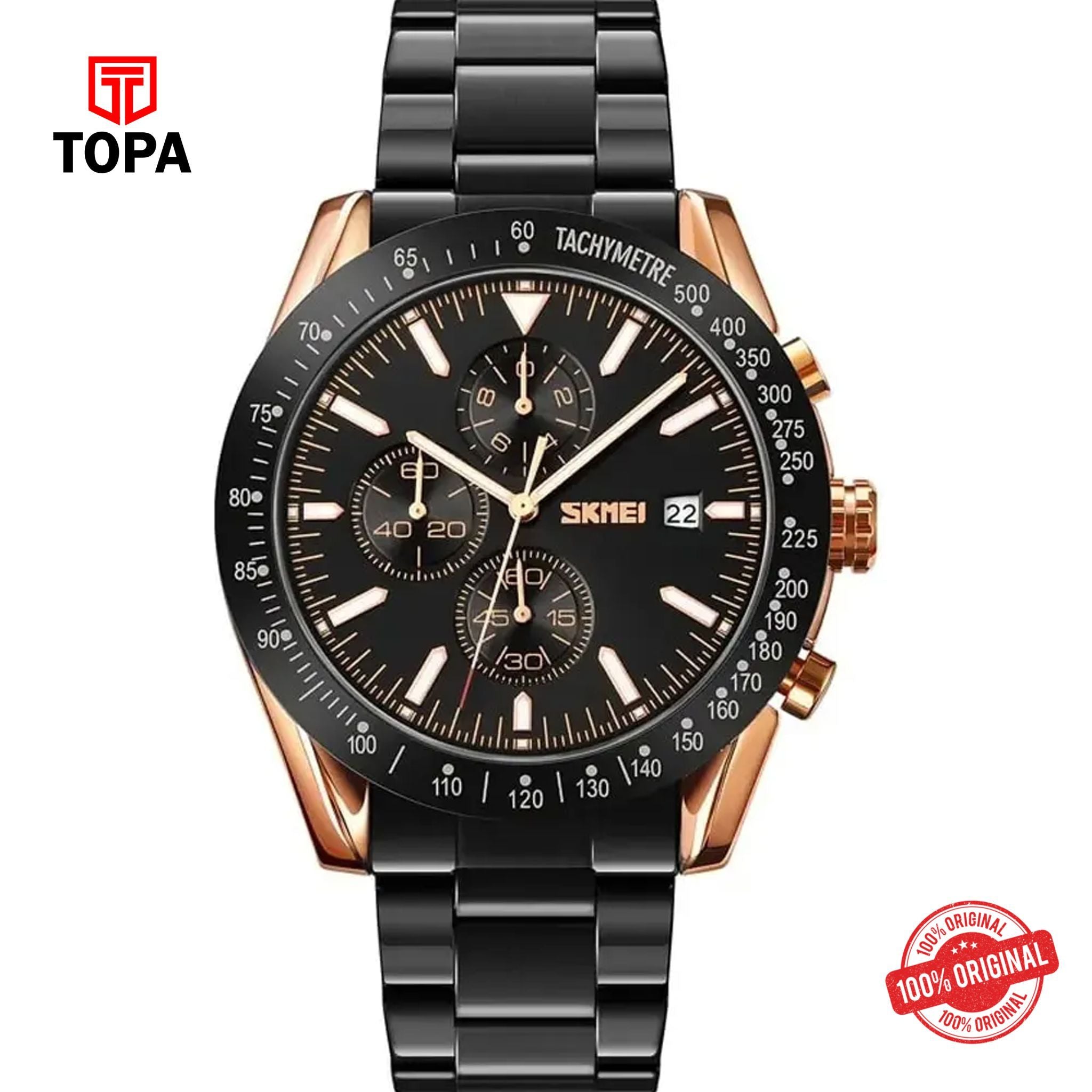 Topa Skmei-9253-RG-BLK-Metal-Band-Men-Watch - Product Image 1