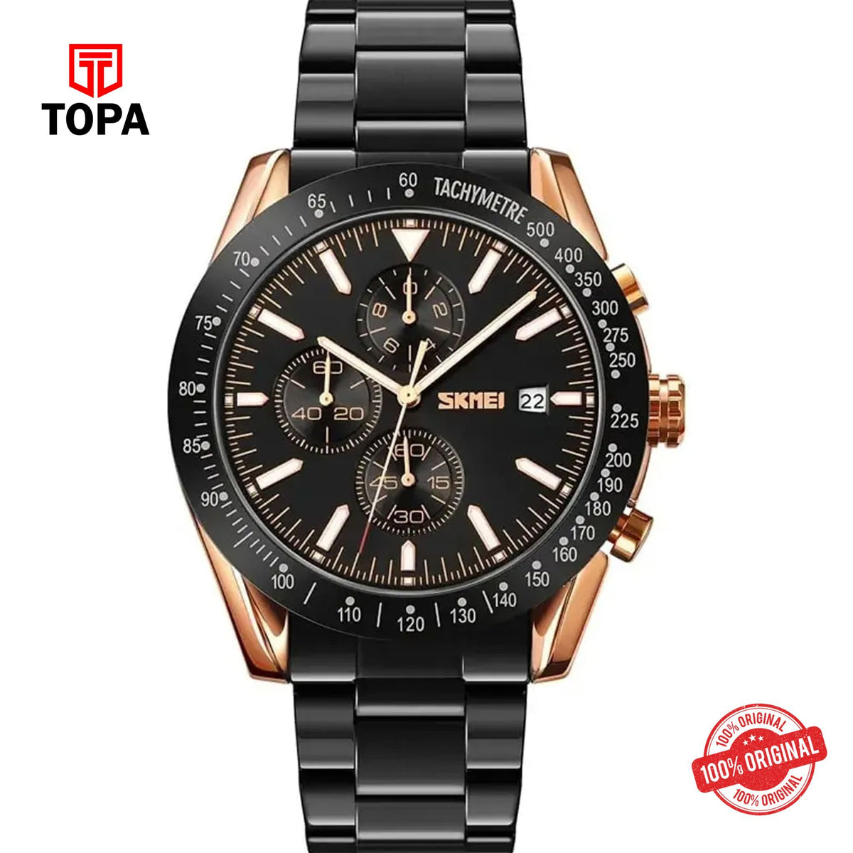 Topa Skmei-9253-RG-BLK-Metal-Band-Men-Watch - Product Image 1