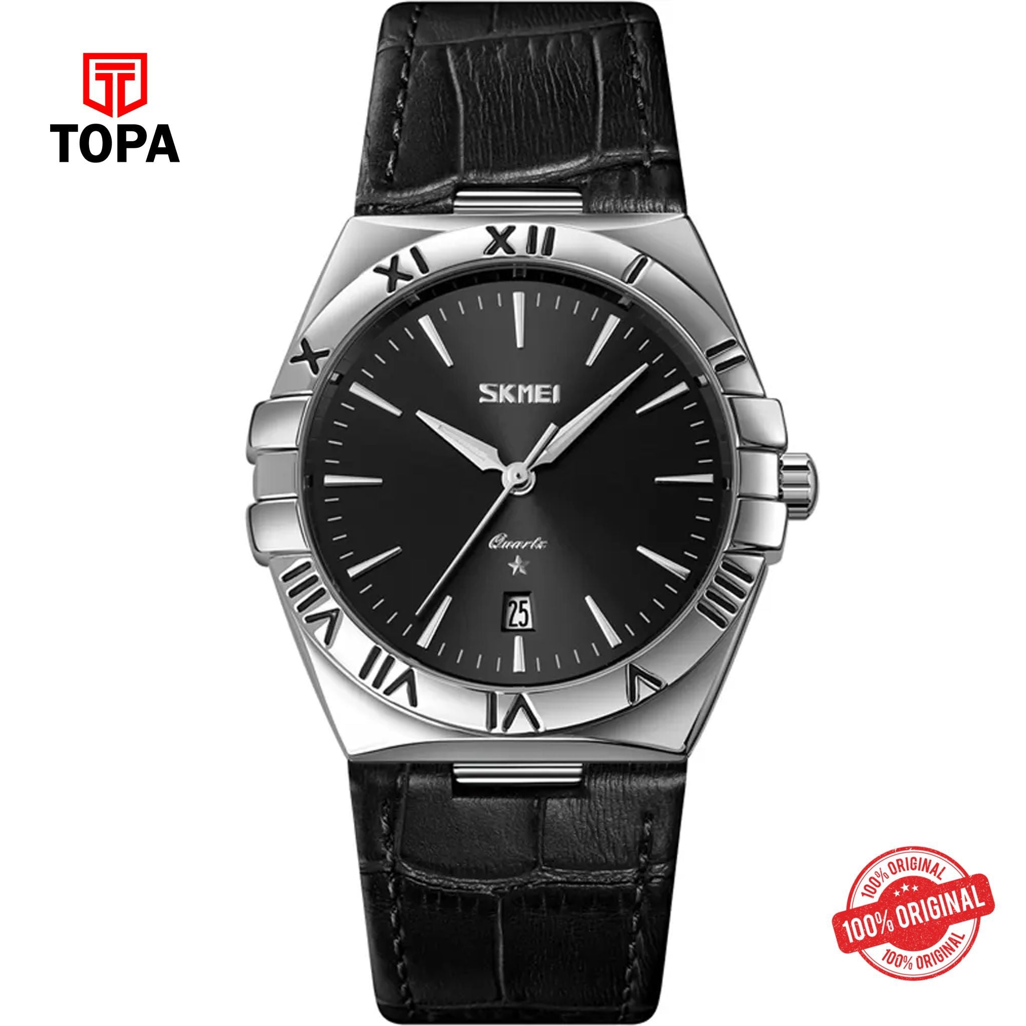 Topa Skmei-9257-CH-BLK-Leather-Band-Men-Watch - Product Image 1