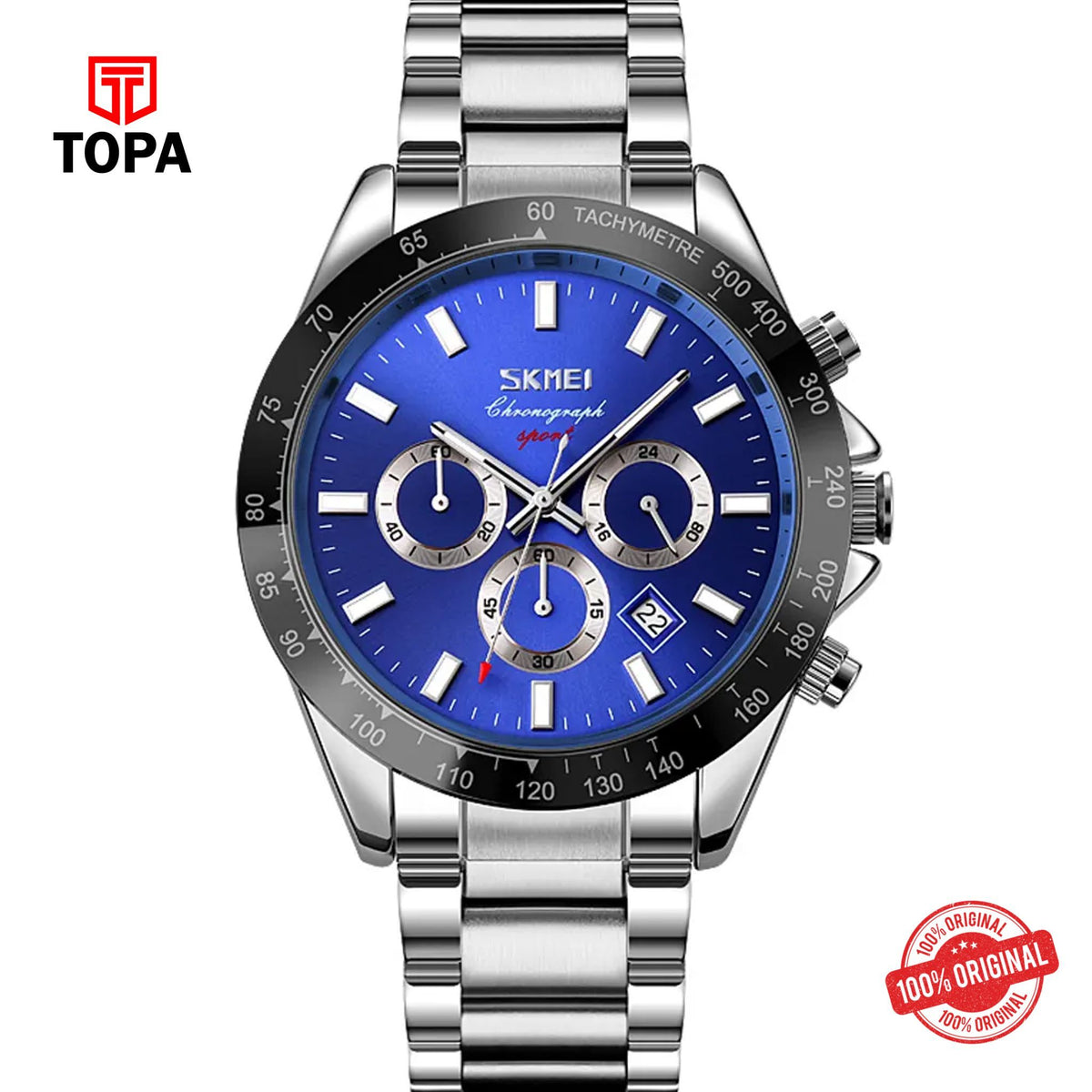 Topa Skmei-9259-CH-BLU-Metal-Band-Men-Watch - Product Image 1
