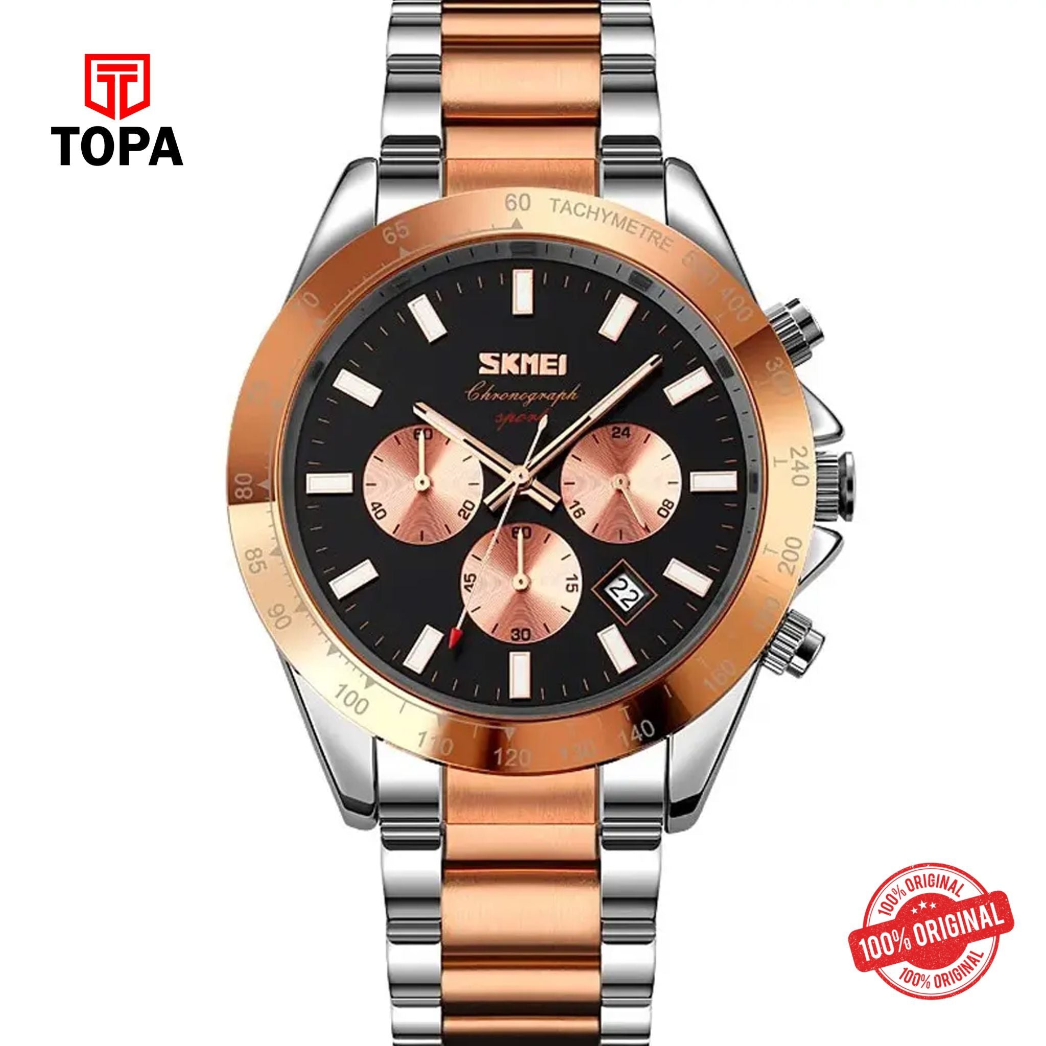 Topa Skmei-9259-TT-BLK-Metal-Band-Men-Watch - Product Image 1