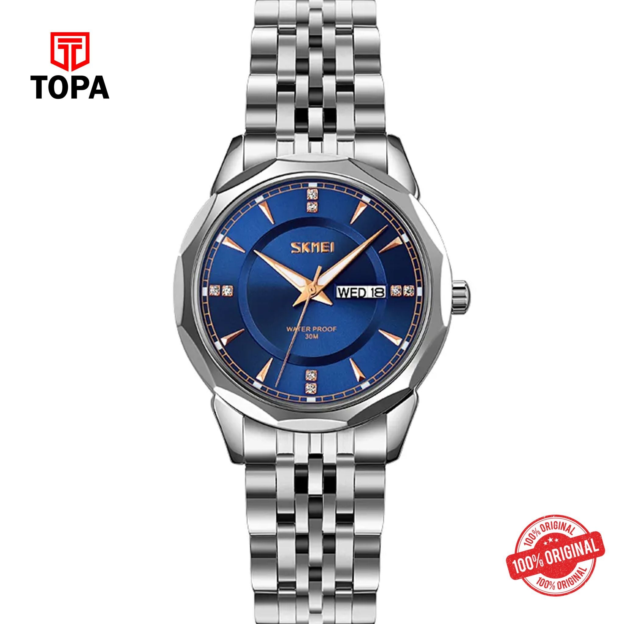 Topa Skmei-9264-CH-BLU-Metal-Band-Women-Watch - Product Image 1