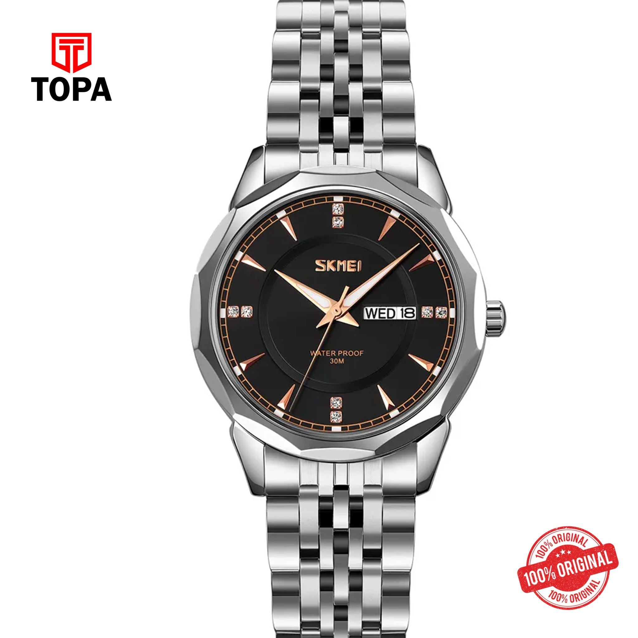 Topa Skmei-9264-L-CH-BLK-Metal-Band-Women-Watch - Product Image 1