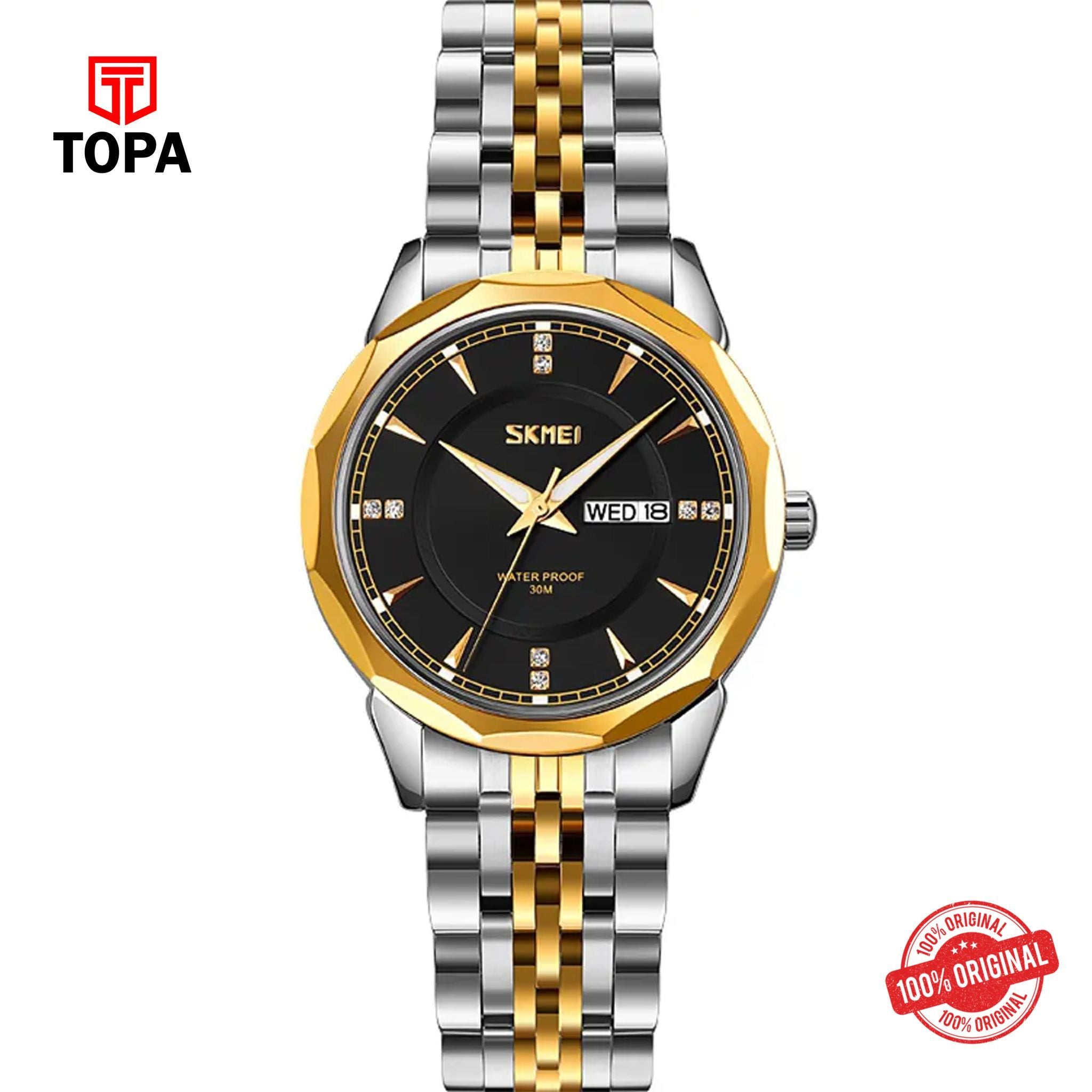Topa Skmei-9264-L-T.T-GLD-BLK-Metal-Band-Women-Watch - Product Image 1